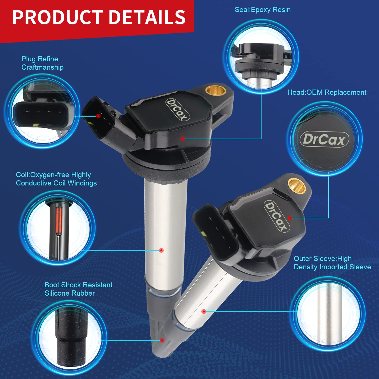 Drcax Oem Ignition Coil Uf619,Uf596 Compatible With Toyota, Scion, Lexus Vehicles Corolla, Matrix Prius V Plug-In Vibe Xd Ct200H