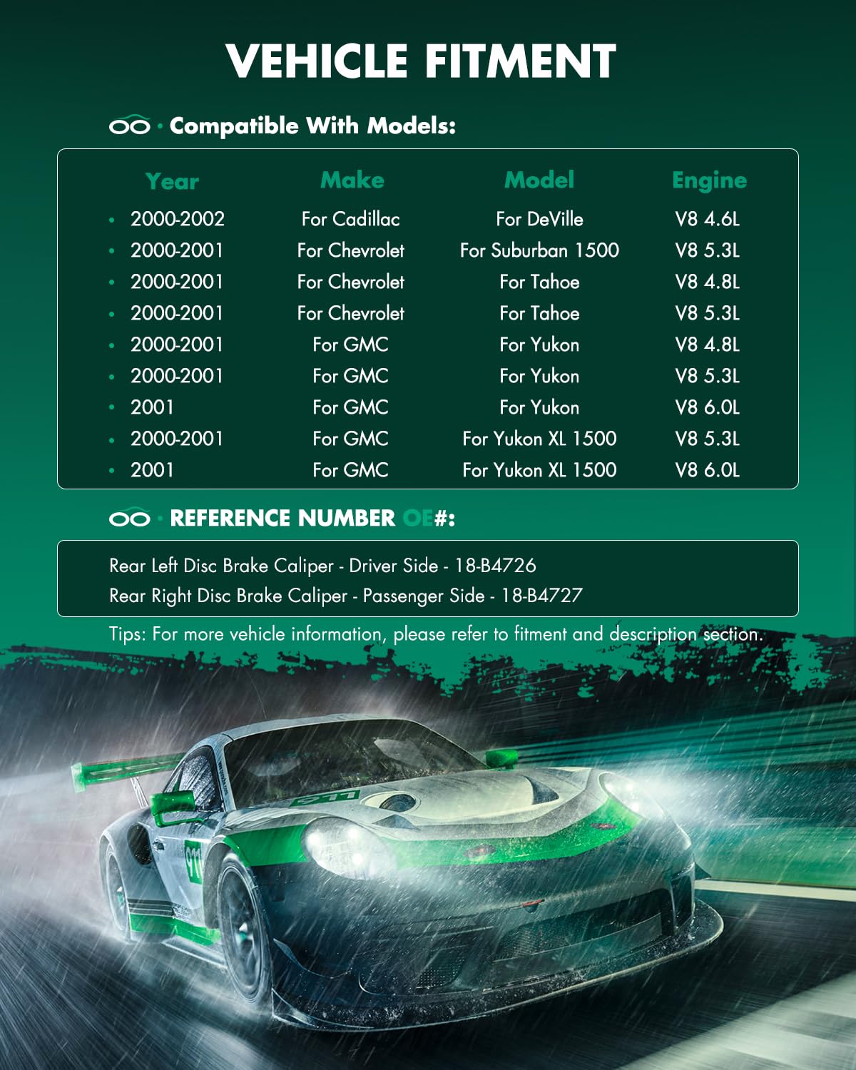 Scitoo 18-B4726 18-B4727 Rear Left & Right Brake Calipers W/Bracket For Cadillac For Deville,For Chevy For Astro/For Silverado 1