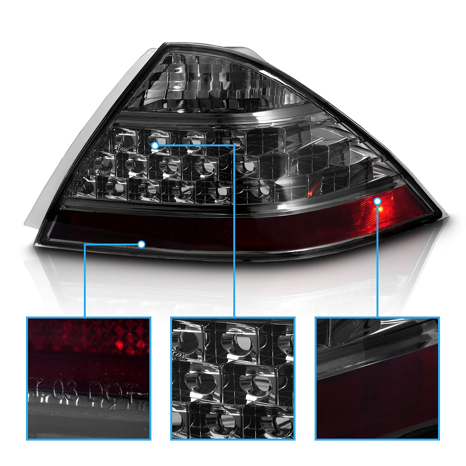 Amerilite 4 Door Taillights Smoke (No Led Kit) Pair For Honda Accord - Passenger And Driver Side