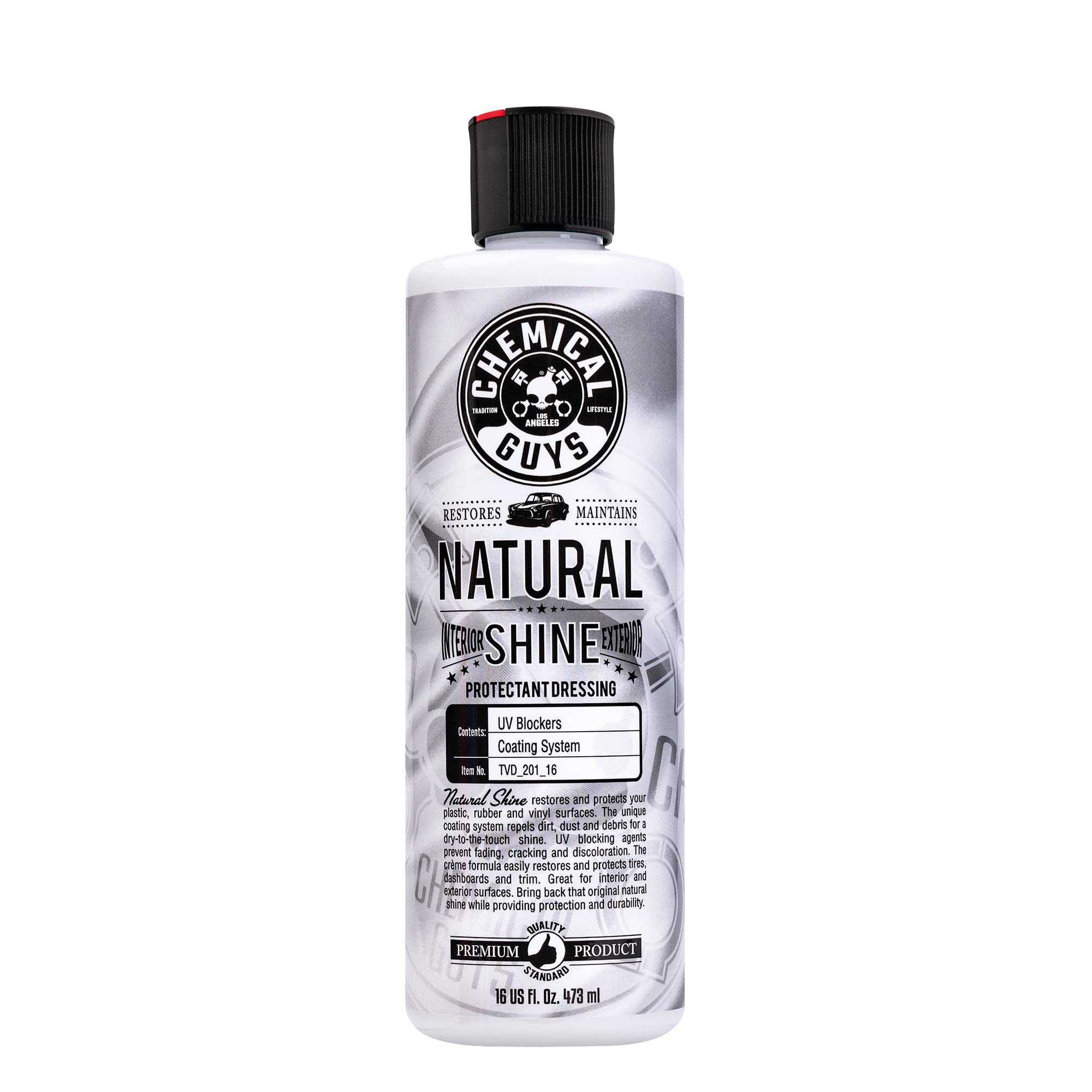 Chemical Guys Tvd_201_16 Natural Shine, Satin Shine Dressing For Plastic, Rubber And Vinyl, Safe For Cars, Trucks, Motorcycles, Rvs & More, 16 Fl Oz