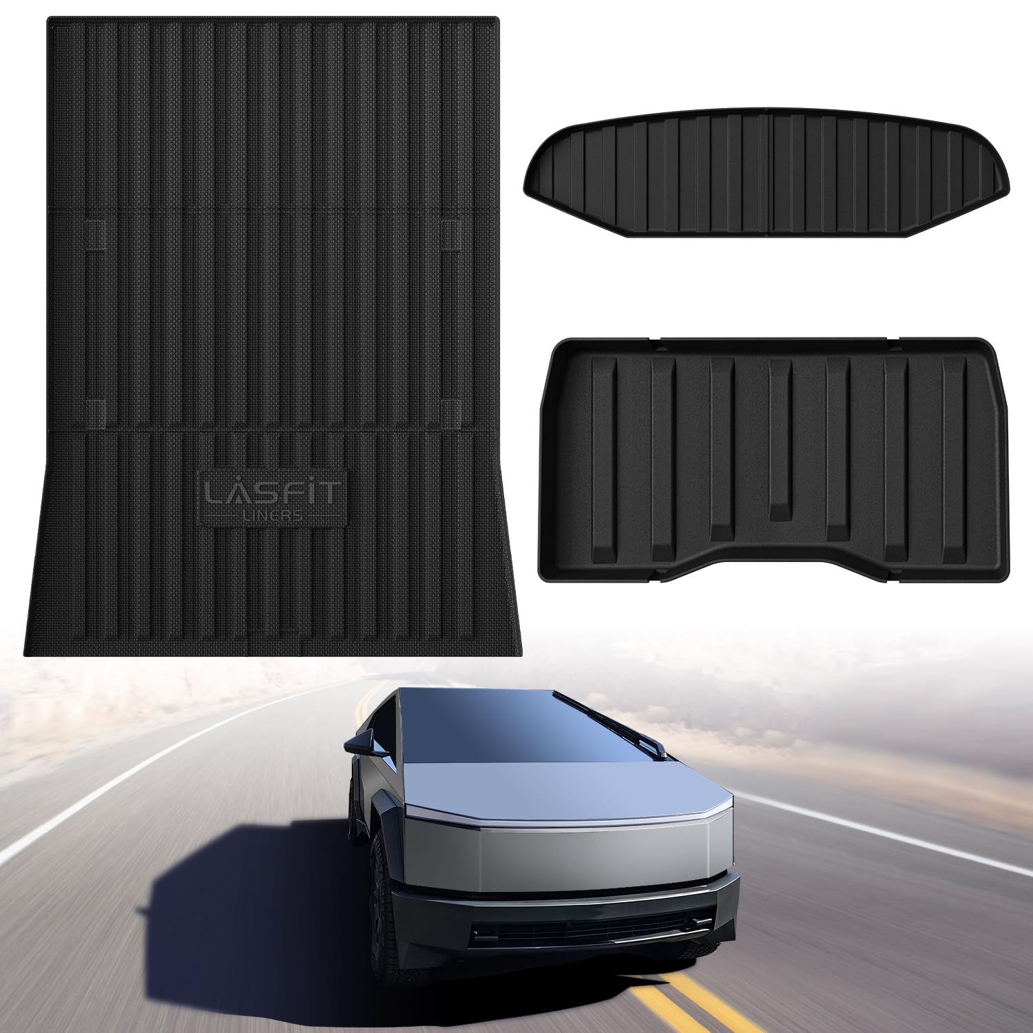 Lasfit Truck Bed Mat For Tesla Cybertruck 2024 2025 2023 6Ft Bed Liner Car Accessories, Custom Fit Tpe All Weather Pickup Cargo
