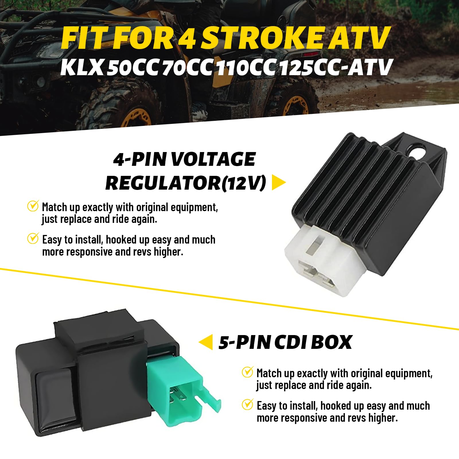 Complete Electrics Stator Coil CDI Wiring Harness - Endxedo Complete Wiring Harness Kit for 4 Stroke ATV KLX 50cc 70cc 110cc 125