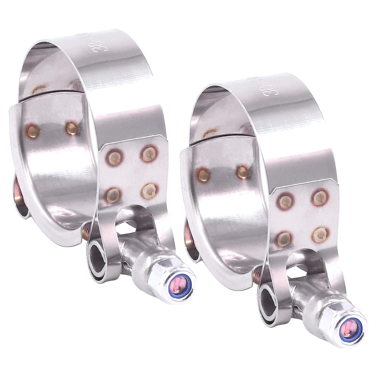 Hilitchi 2Pcs Stainless Steel T-Bolt Clamps With Rounded Band Edges Heavy Duty Turbo Intake Intercooler Clamp (38-43Mm) For 1 3/