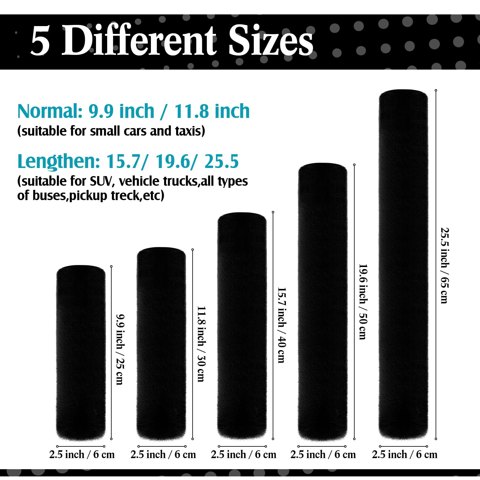 Boao 4 Pack Faux Sheepskin Car Seat Belt Pads Seatbelt Protector Soft Seat Belt Shoulder Strap Cover Comfort Harness Pad(Black,