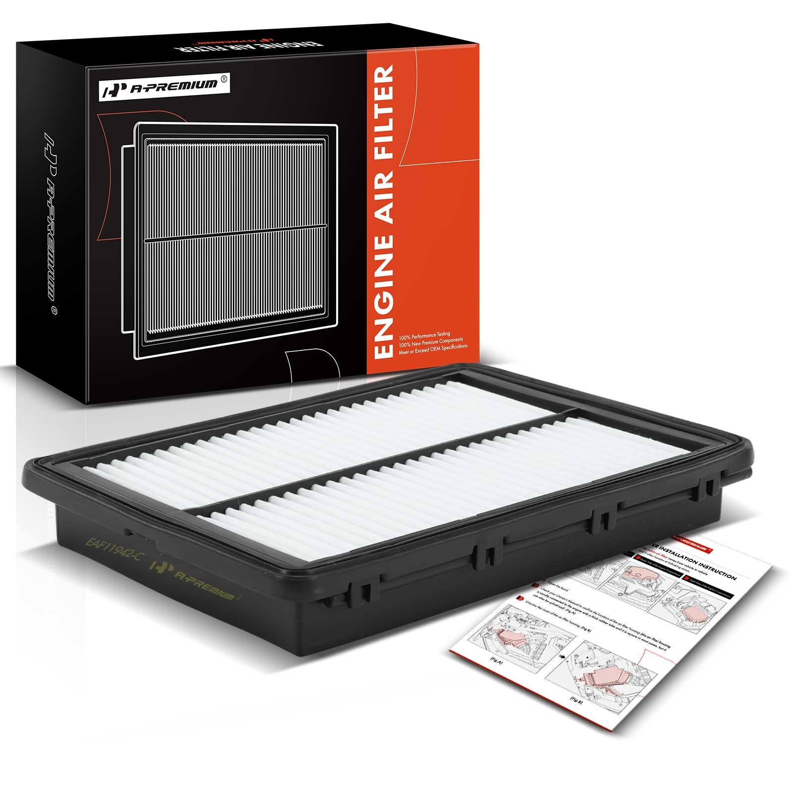 A-Premium Engine Air Filter Compatible With Hyundai Sonata 2015-2019 & Kia Optima 2016-2020, 2.0L 2.4L, Rigid Panel, Replace# 28113C3100