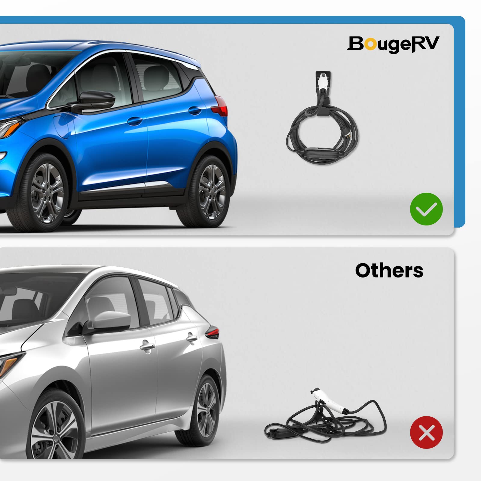 Bougerv Ev Charger Holder Sae J1772 Ev Charger Holster Wall-Mount Electric Vehicle Connector Nozzle Holster Dock