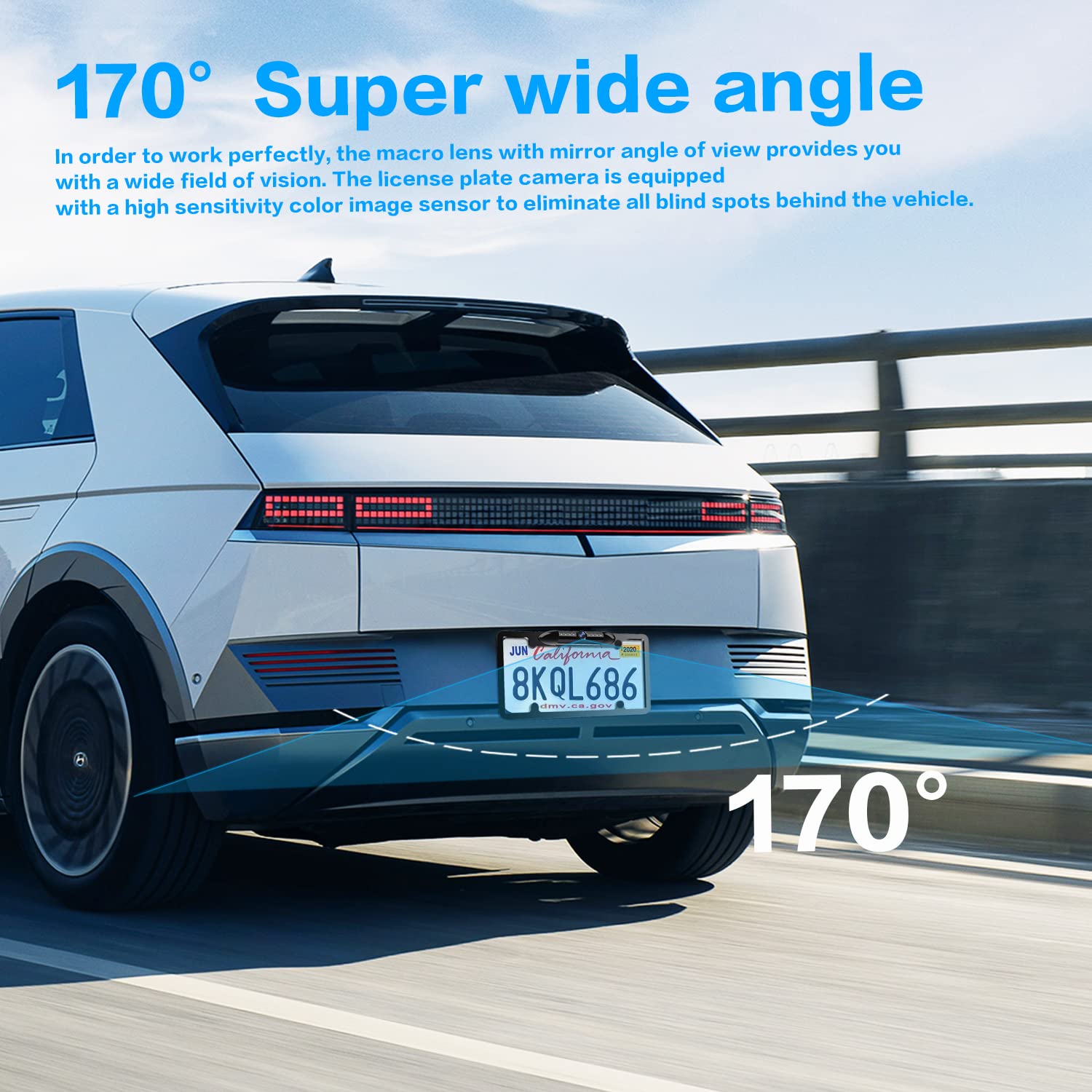 Aociska License Plate Frame Backup Camera, Rear View Camera With 8 Led, 170 Viewing Angle Night Vision Car Camera,Waterproof Bac