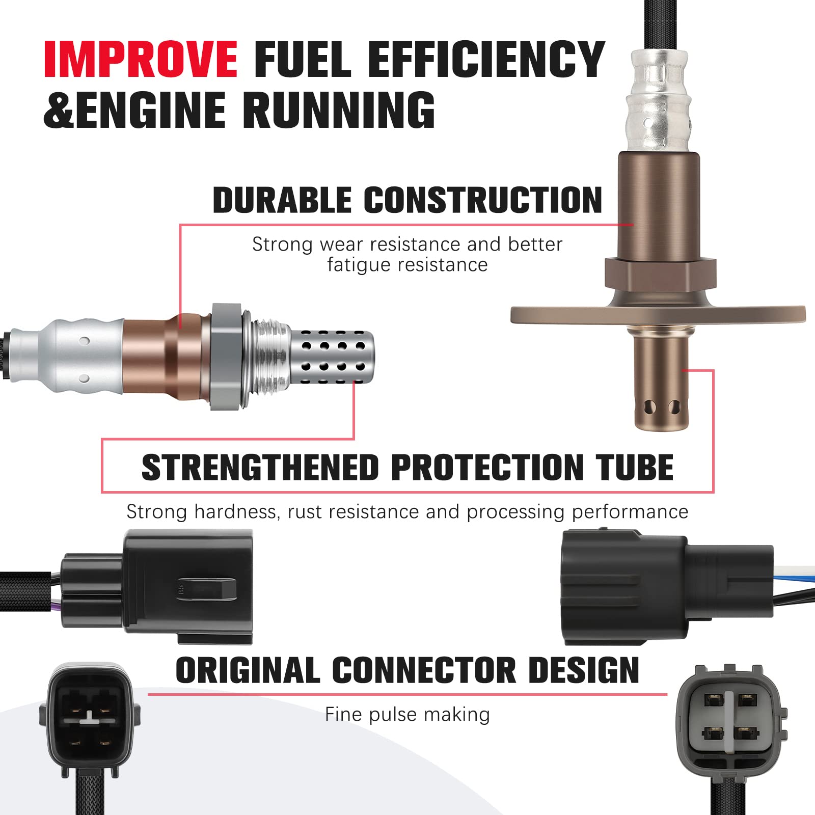 Qijiauto O2 Oxygen Sensor Upstream And Downstream 24560 250-24052 Compatible With For Lexus Gs400 1998-2000 For Lexus Gs430 2001