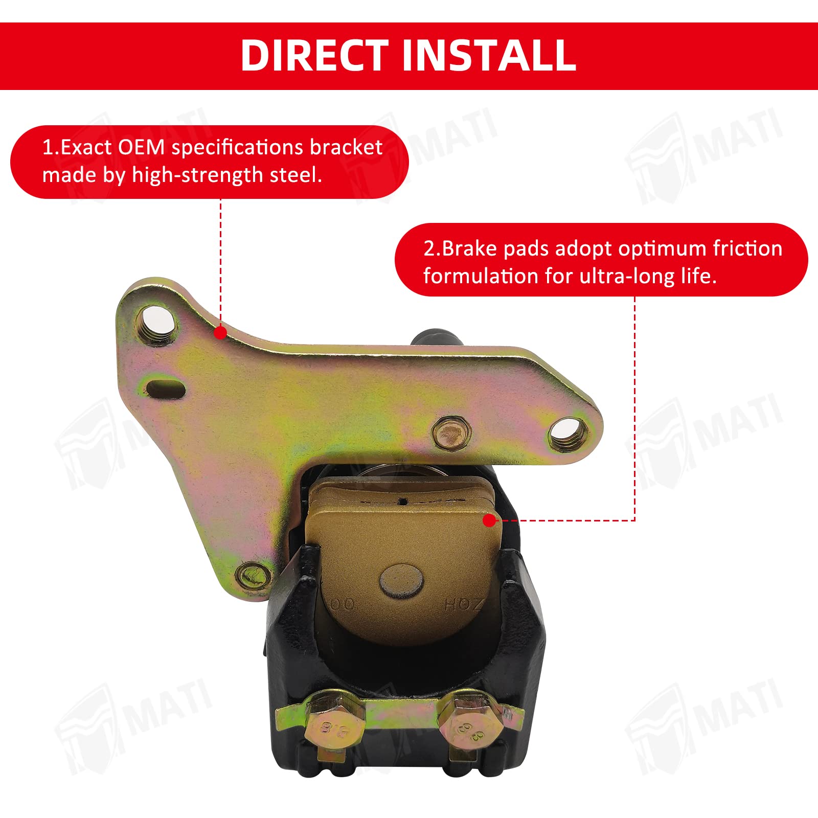 M Mati Rear Brake Caliper For Honda 400Ex Trx400Ex Sportrax 1999-2004 Atc200X Atc350X 1986-1987 With Parking Brake Off 43250-Hn1-006&06435-Ha5-671