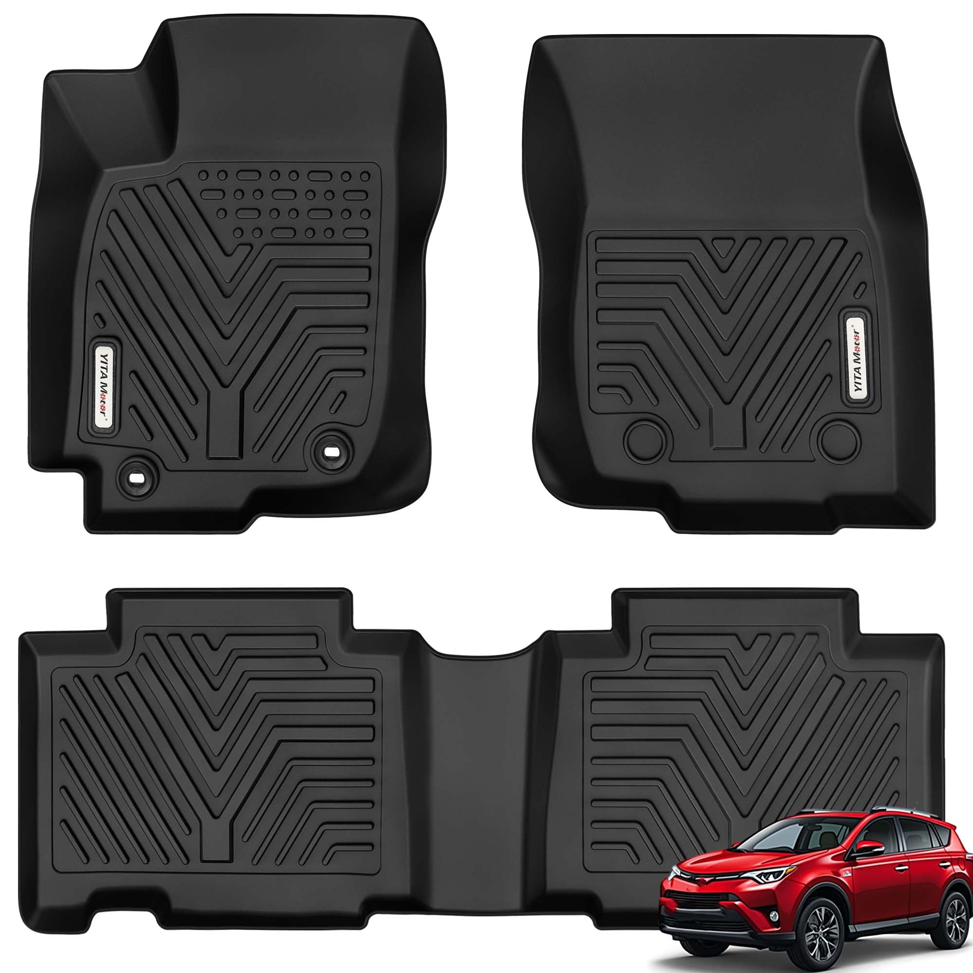 Yitamotor Floor Mats Compatible With 2013-2018 Toyota Rav4 Standard Models, Custom Fit Floor Liners, 1St & 2Nd Row All-Weather P