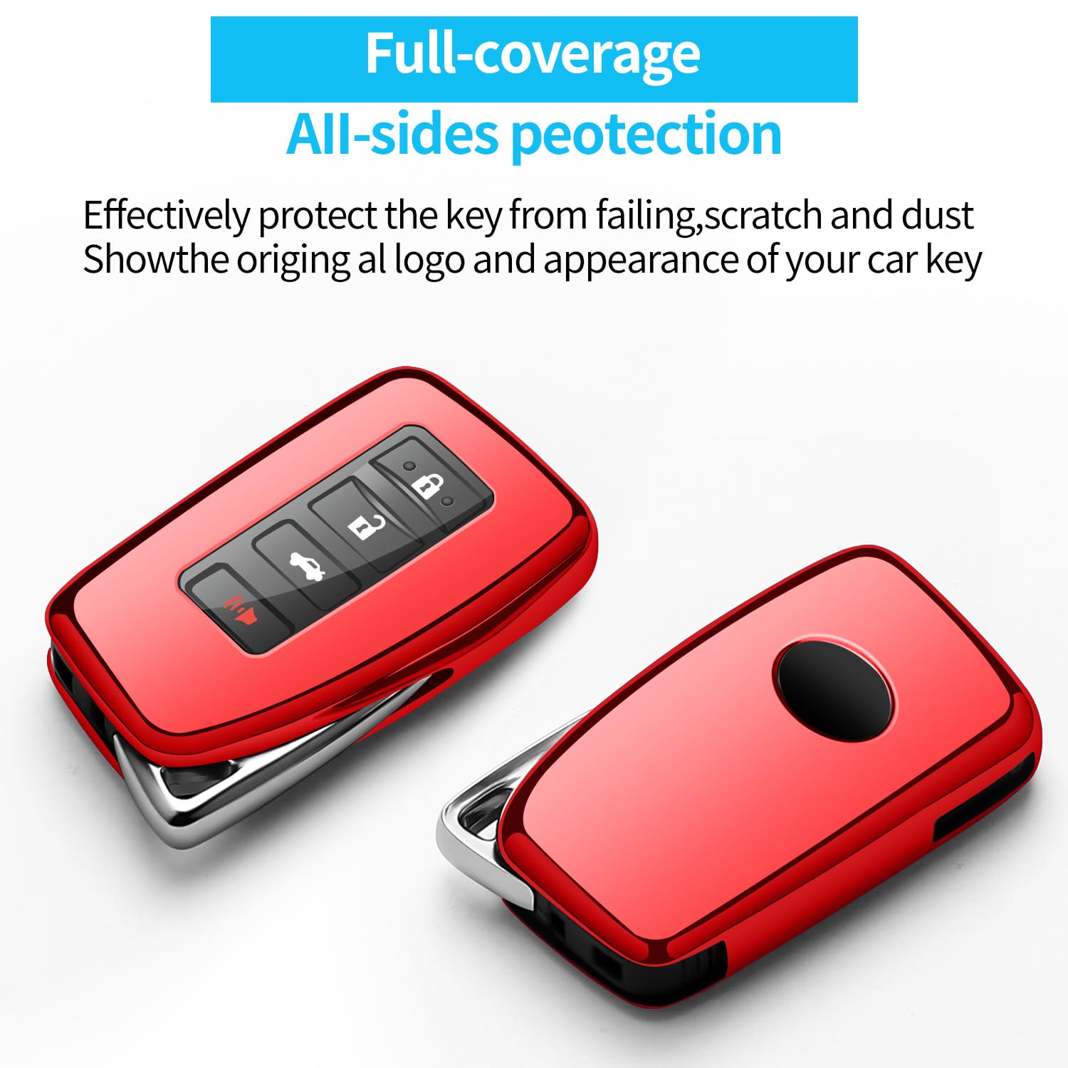 Tukellen For Lexus Key Fob Cover Premium Soft Tpu Full Protection Key Shell Key Case Compatible With Lexus Es Is Gs Nx Ls Rx Rc 300H 350 200T 250 300 F 450H 460 600H Smart Keyless Fob Remote Key-Red