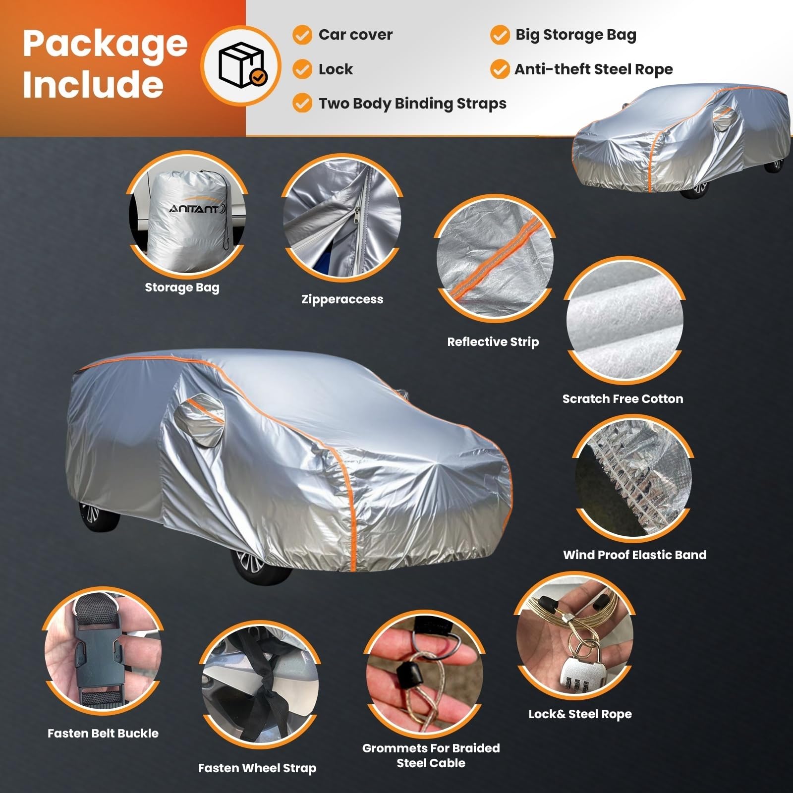 Anitant Heavy Duty Large Car Cover Mini Van Cover Waterproof All Weather Rain Uv And Sun Protector Scratch Free Cotton Four Seas