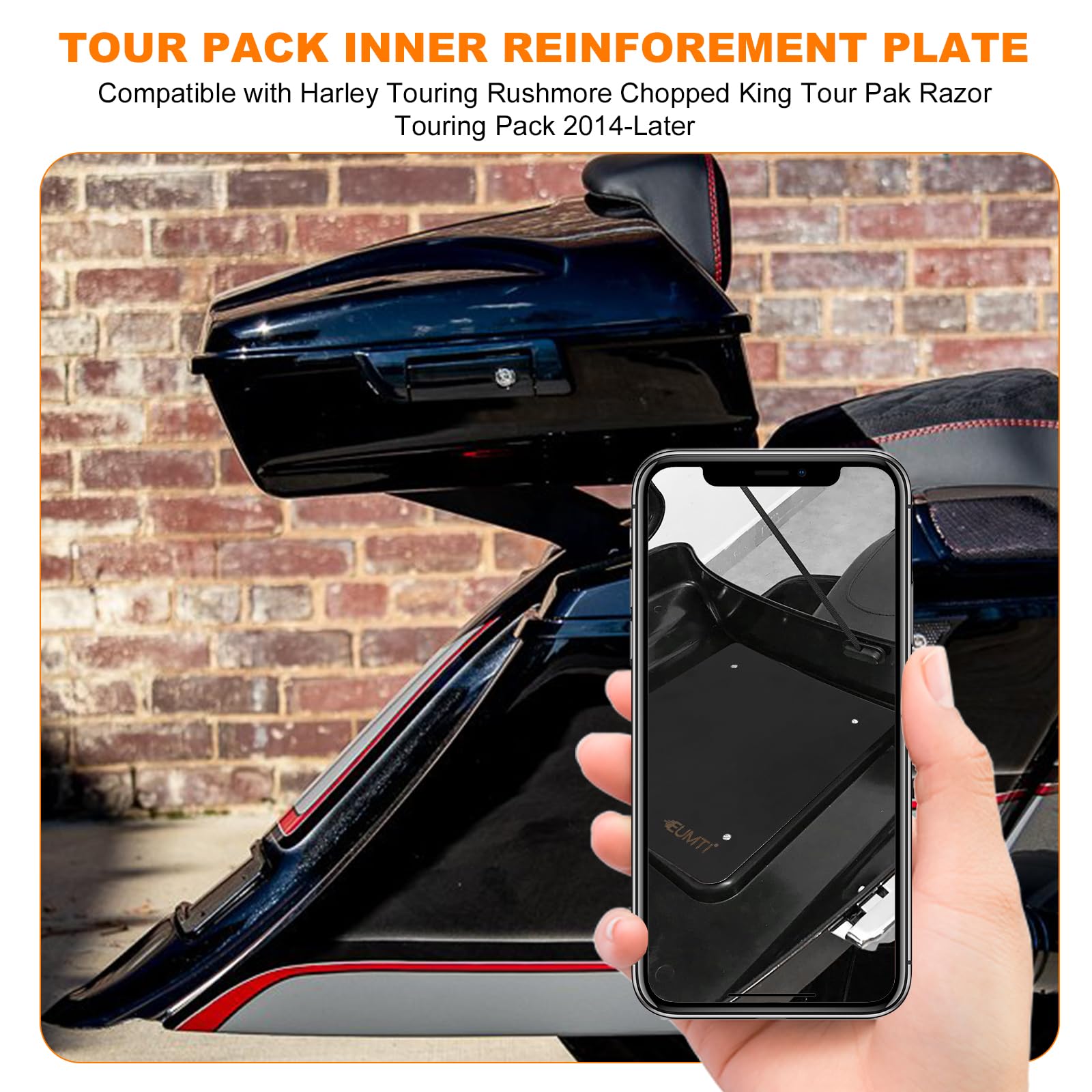 Eumti Tour Pack Metal Base Plate, 2MM Thick Laser Cut Trunk Inner Mounting Base Reinforcement Plate Compatible with Harley Touri