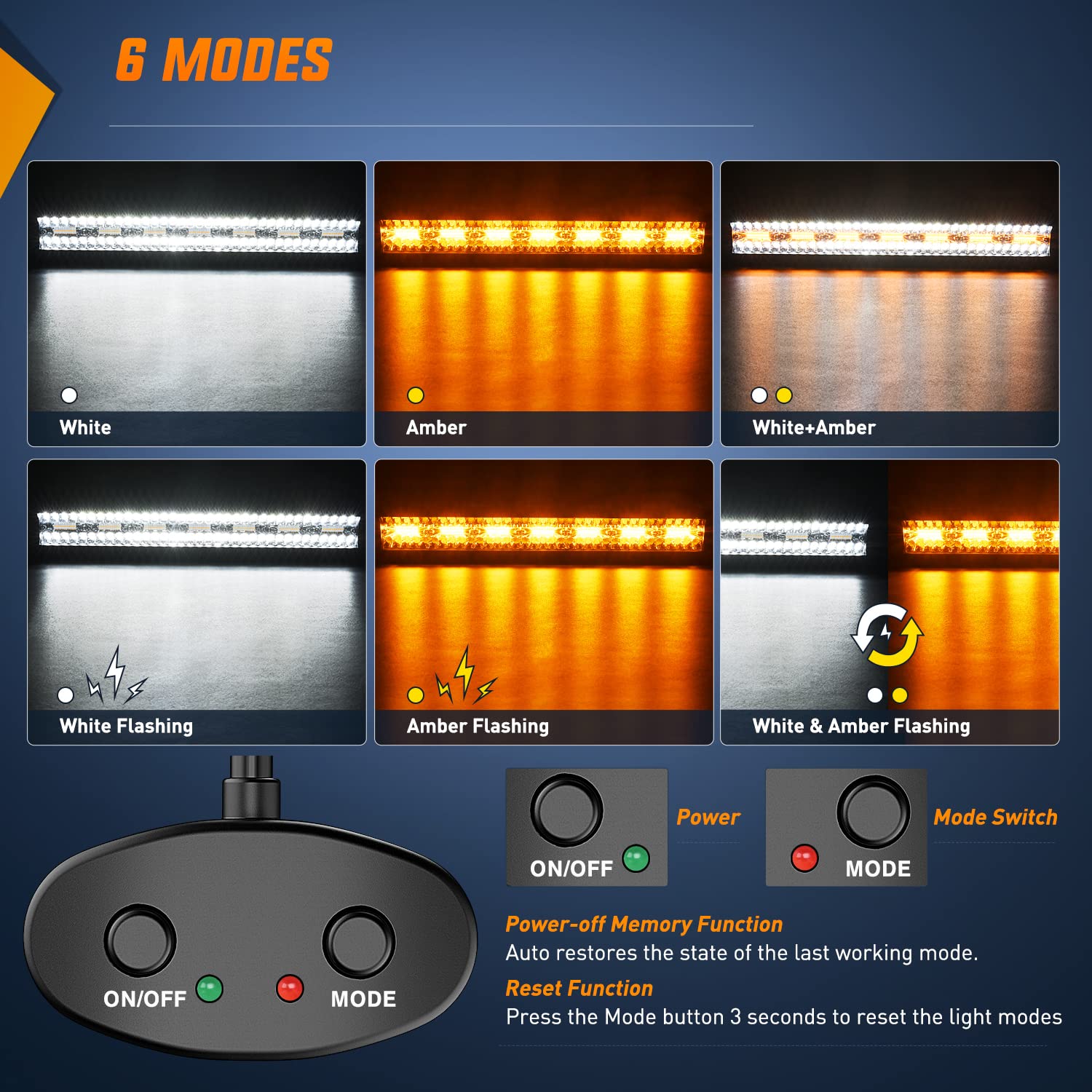 Nilight 20Inch 420W Led Light Bar Spot Flood Amber White Strobe 6 Modes With Memory Function Off-Road Truck Car Atv Suv Cabin Bo