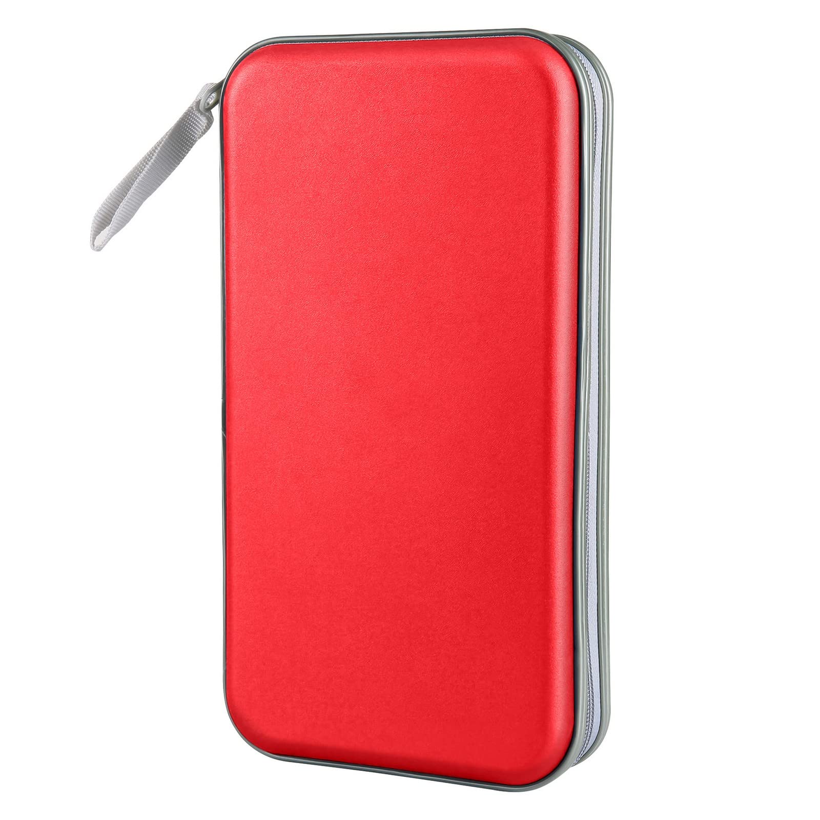 Cd Case, Siveit Dvd Case Holder 96 Capacity Hard Plastic Cd Dvd Disc Cases Storage Binder Wallet For Car Home Office Travel (Red