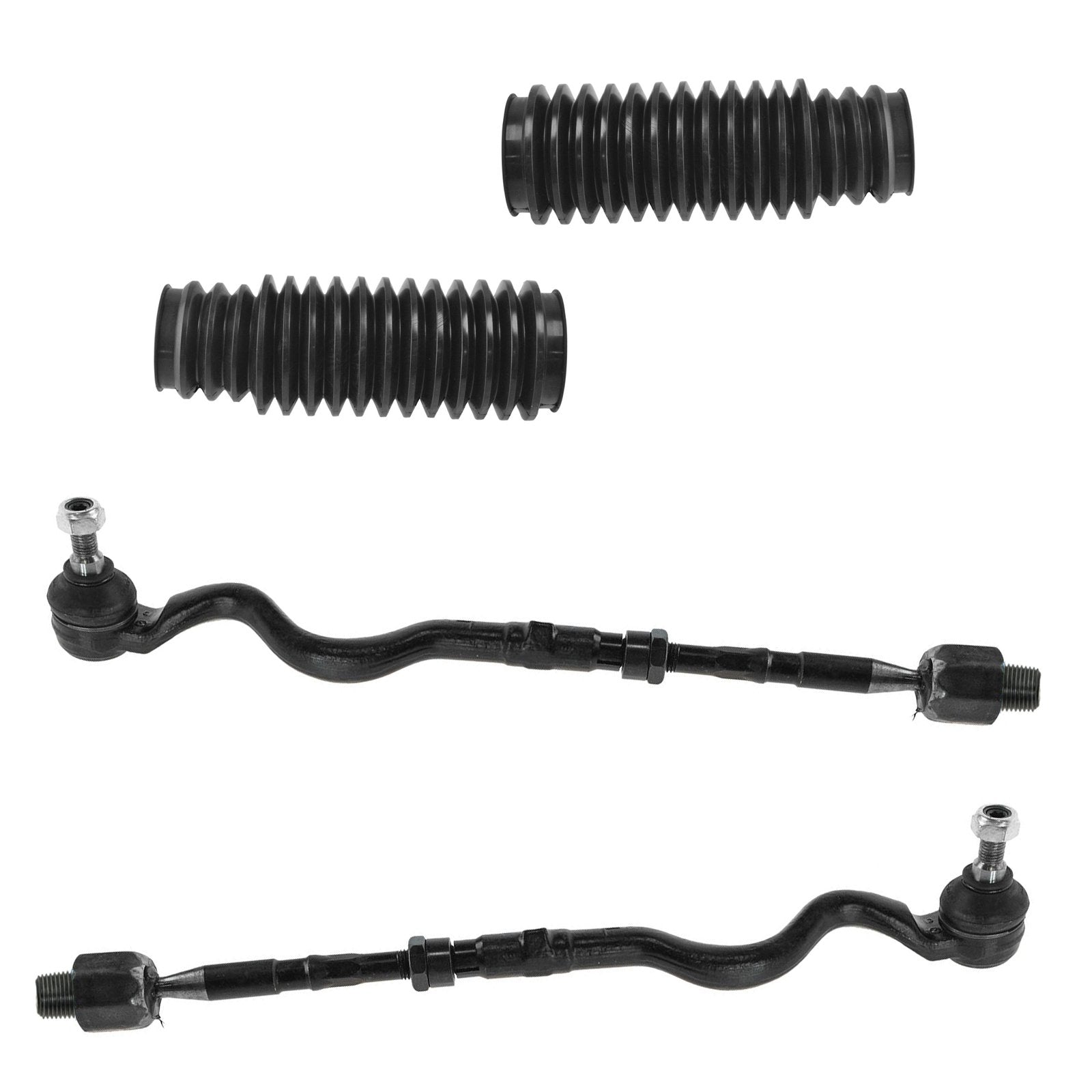 Trq Front Driver & Passenger Side Inner & Outer Steering Kit Steering Rack & Pinion Bellow Tie Rod Compatible With 99-08 Bmw