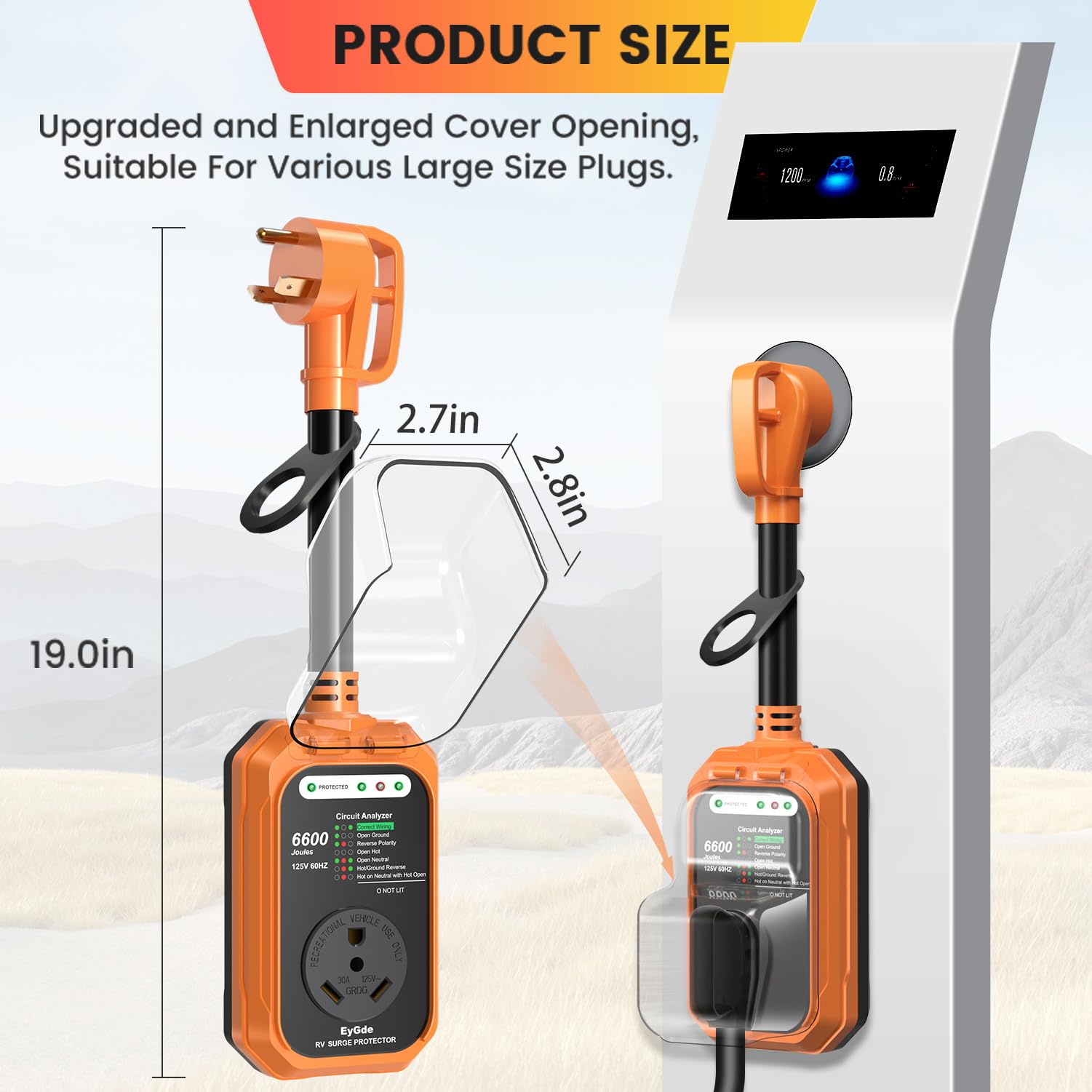 Eygde Rv Surge Protector 30 Amp Waterproof, Rv Circuit Analyzer With With Full Electrical Protection, Power Plug Adapter Protectors For 30Amp Camper Travel Trailer Accessories