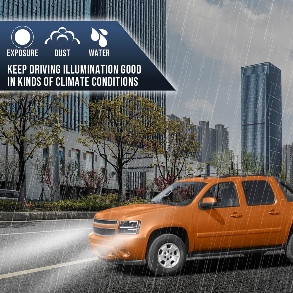 G-Plus Led Drl Headlights, Compatible With Chevy Avalanche 1500 2500 2003 2004 2005 2006 Bumper Headlamp Clear Lens Black Housin