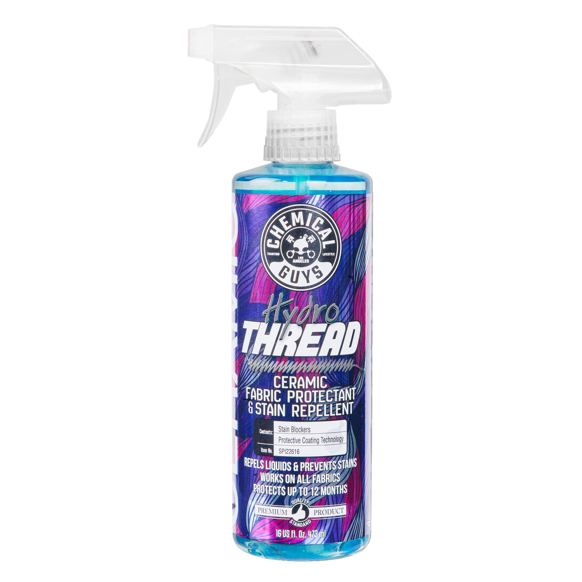 Chemical Guys Spi22616 Hydrothread Ceramic Fabric Protectant & Stain Repellent (Works On Fabric, Carpet & Upholstery), 16 Oz.