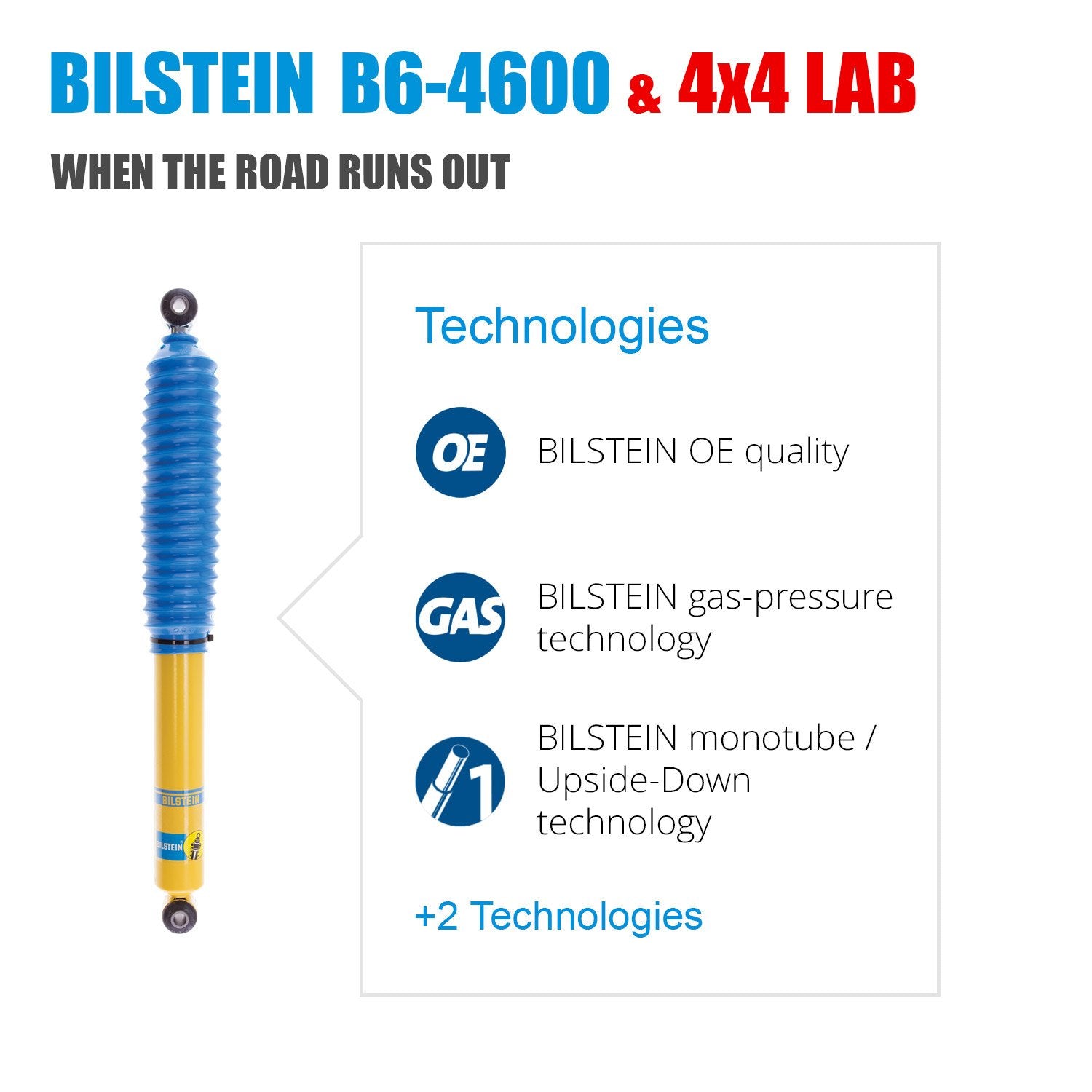 Bilstein 24-184847 B6 4600 Series Set Of 2 Front Monotube Replacement Gas Charged Shock Absorbers For 2001 Dodge Ram 1500