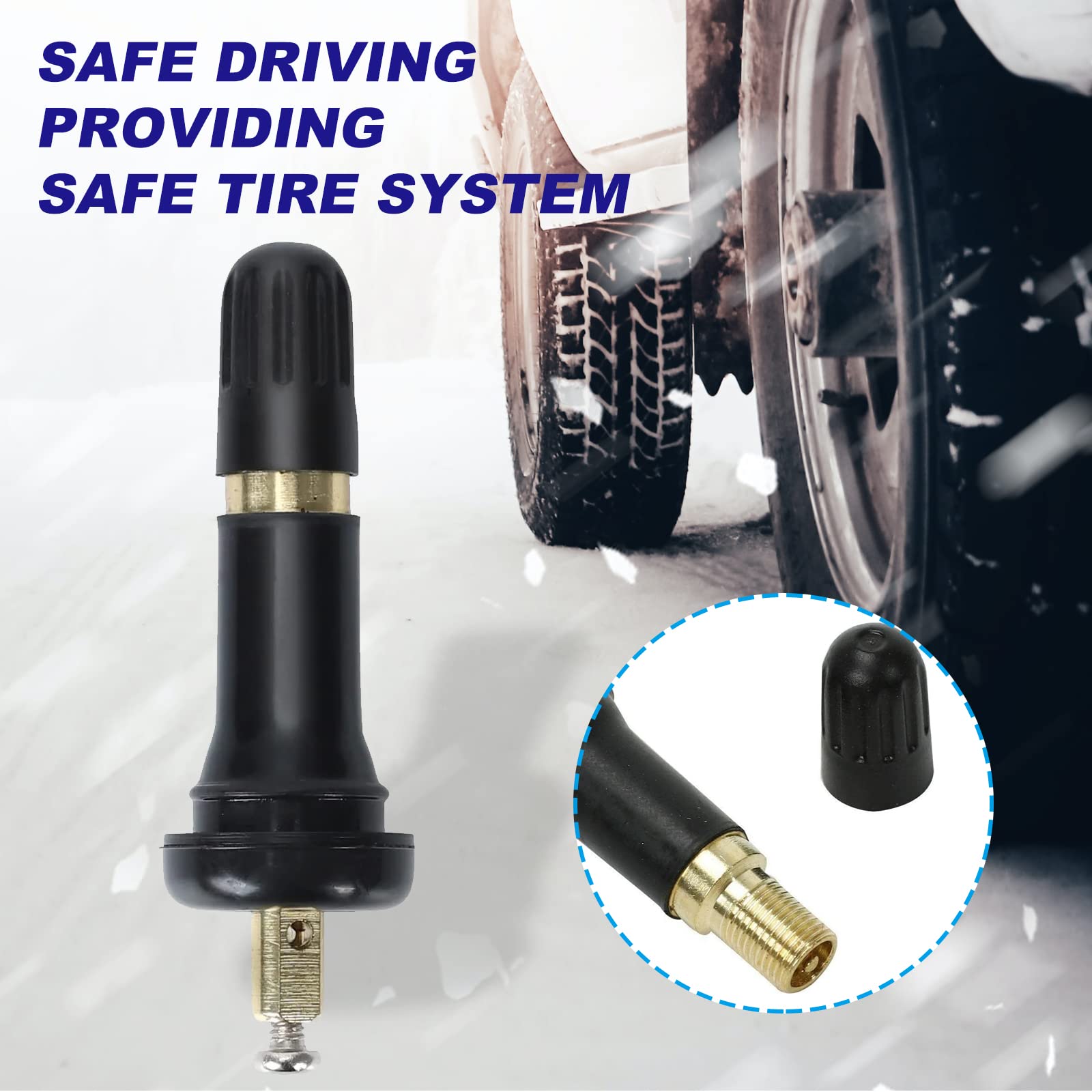 Blackhorse-Racing 20Pcs Tpms Rubber Snap-In Tire Pressure Sensor Valve Stem Compatible With Ford Chevy Dodge Ram Cadillac Subaru