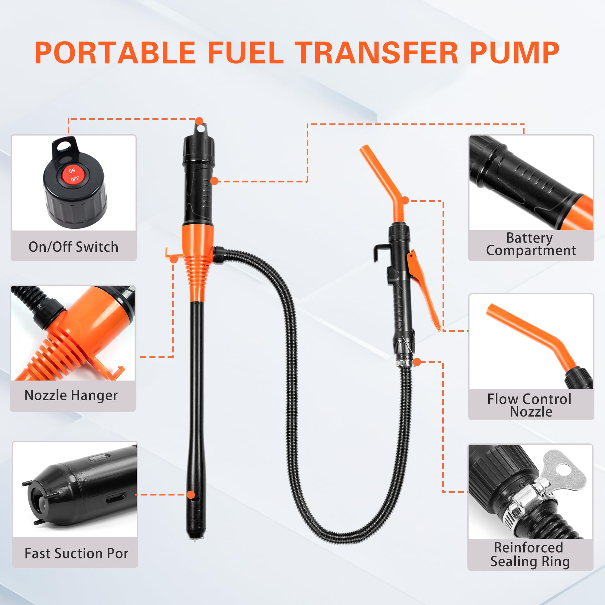 Portable Power Battery Pump, Battery Powered Siphon Fuel Transfer Pump, Universal Fit For Gasoline, Car, Portable Fuel Transfer