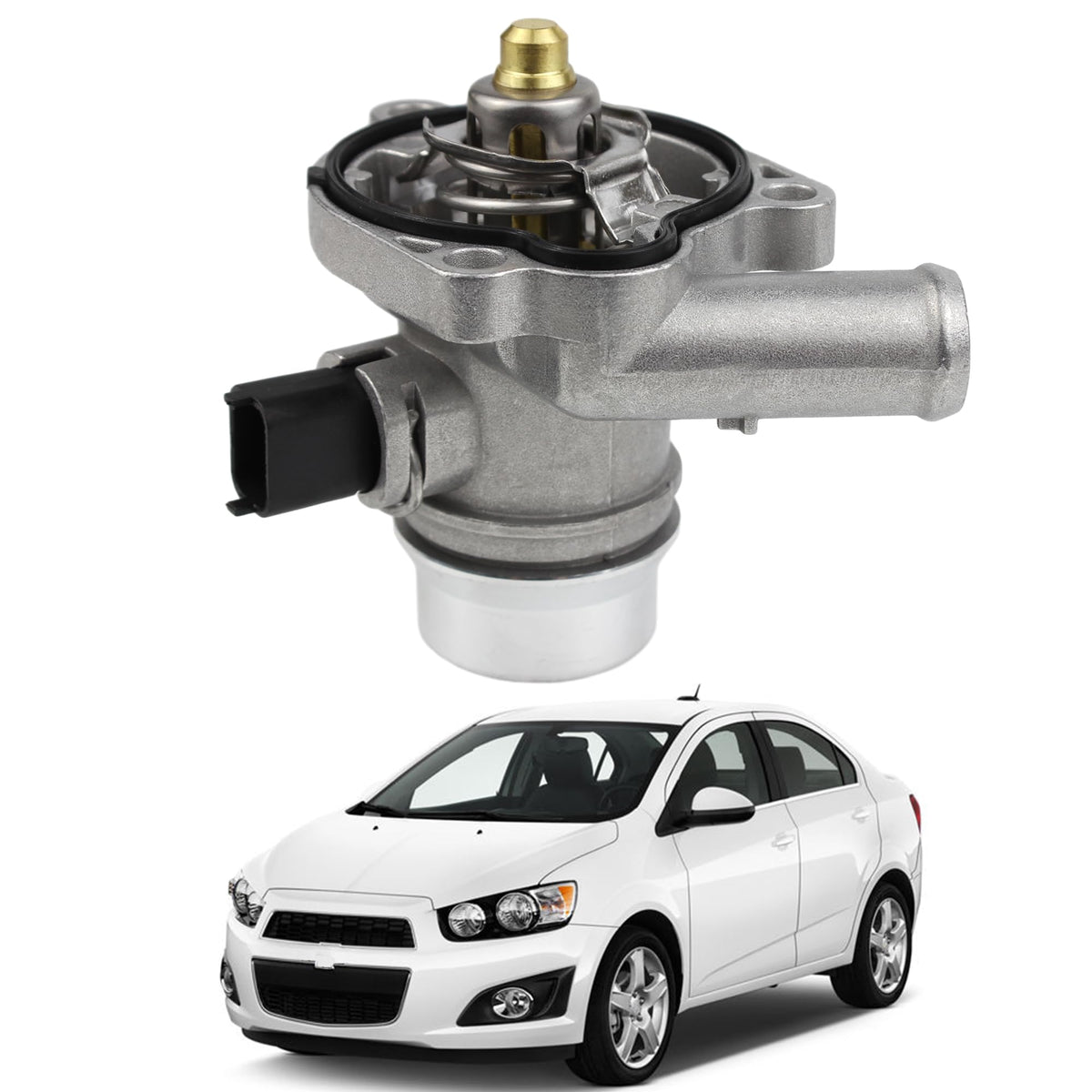 Yzusgomumu Upgrade Aluminium Engine Coolant Thermostat Housing Assembly Compatible With 2011-2020 Chevy Cruze Limited Sonic Trax Buick Encore 1.4L Replaces 25200455 55565336 55579010 55593034 902-808