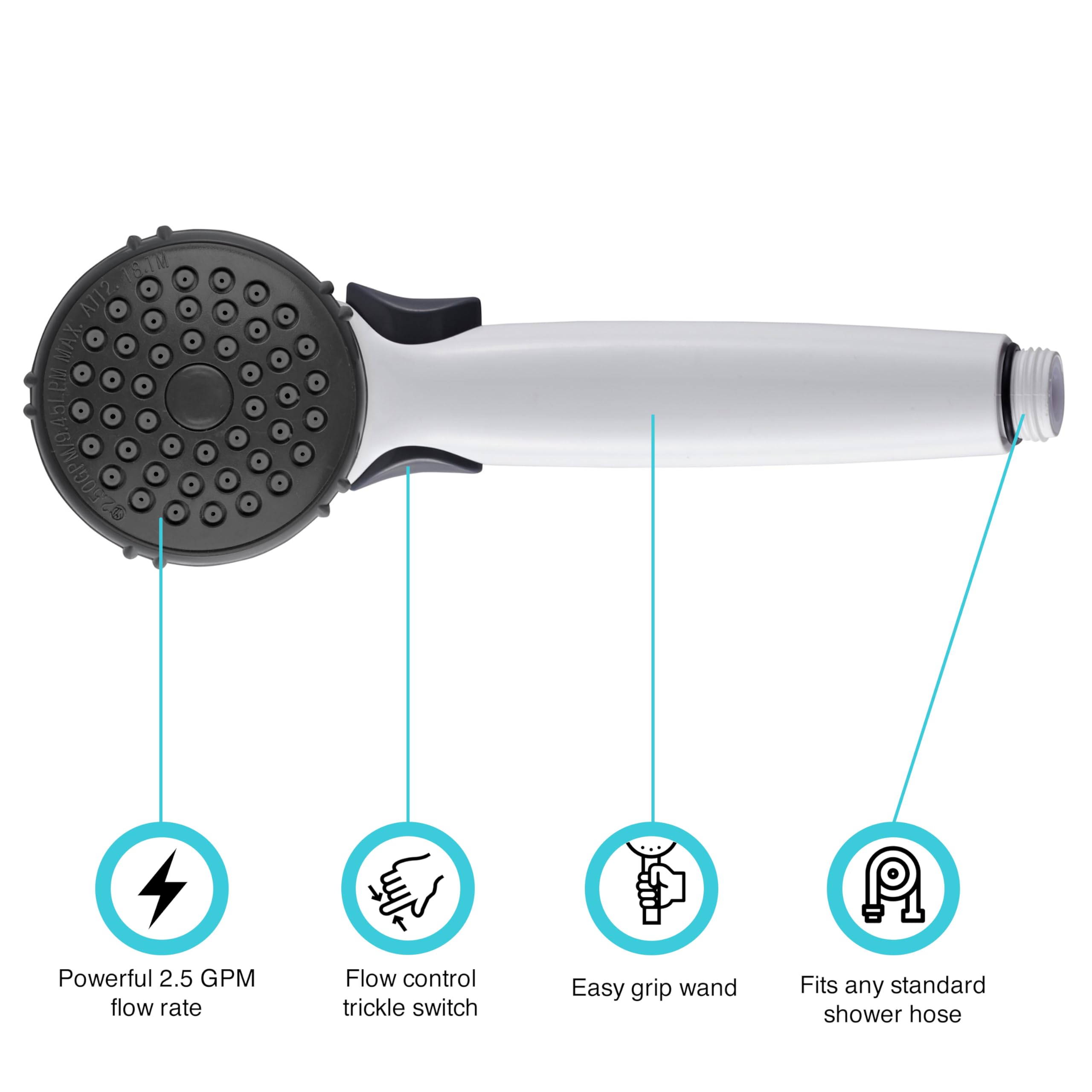 Dura Faucet Df-Sa400K-Wt Rv Hand Held Shower Head - Stainless Steel Hose Kit (White)