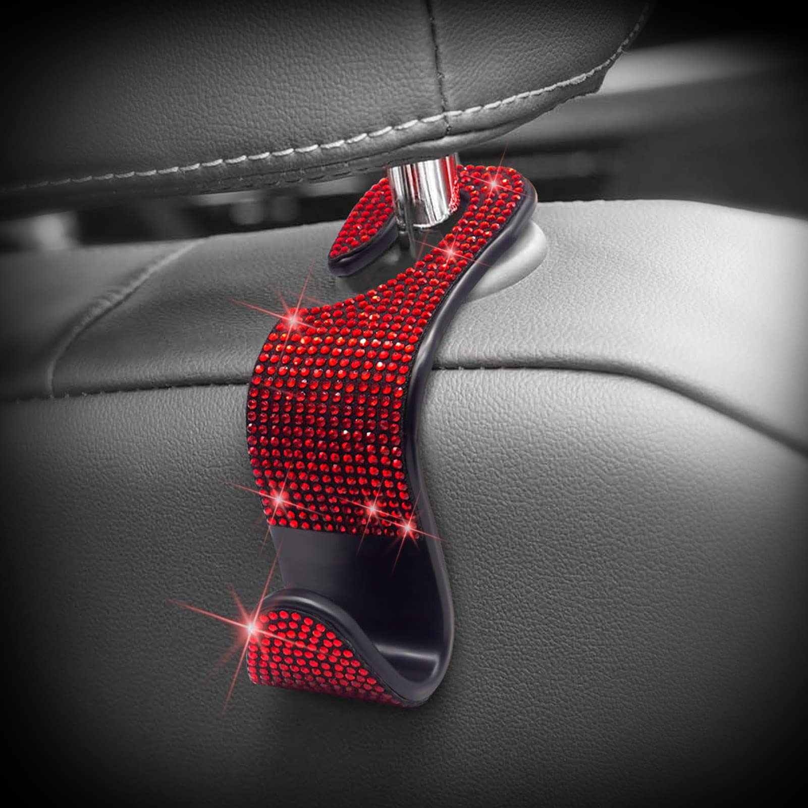 Car Purse Hook Bling Car Headrest Hook For Women Girls, 4 Packs Auto Back Seat Hangers Rear Headrest Hooks For Purse, Bag, Handb
