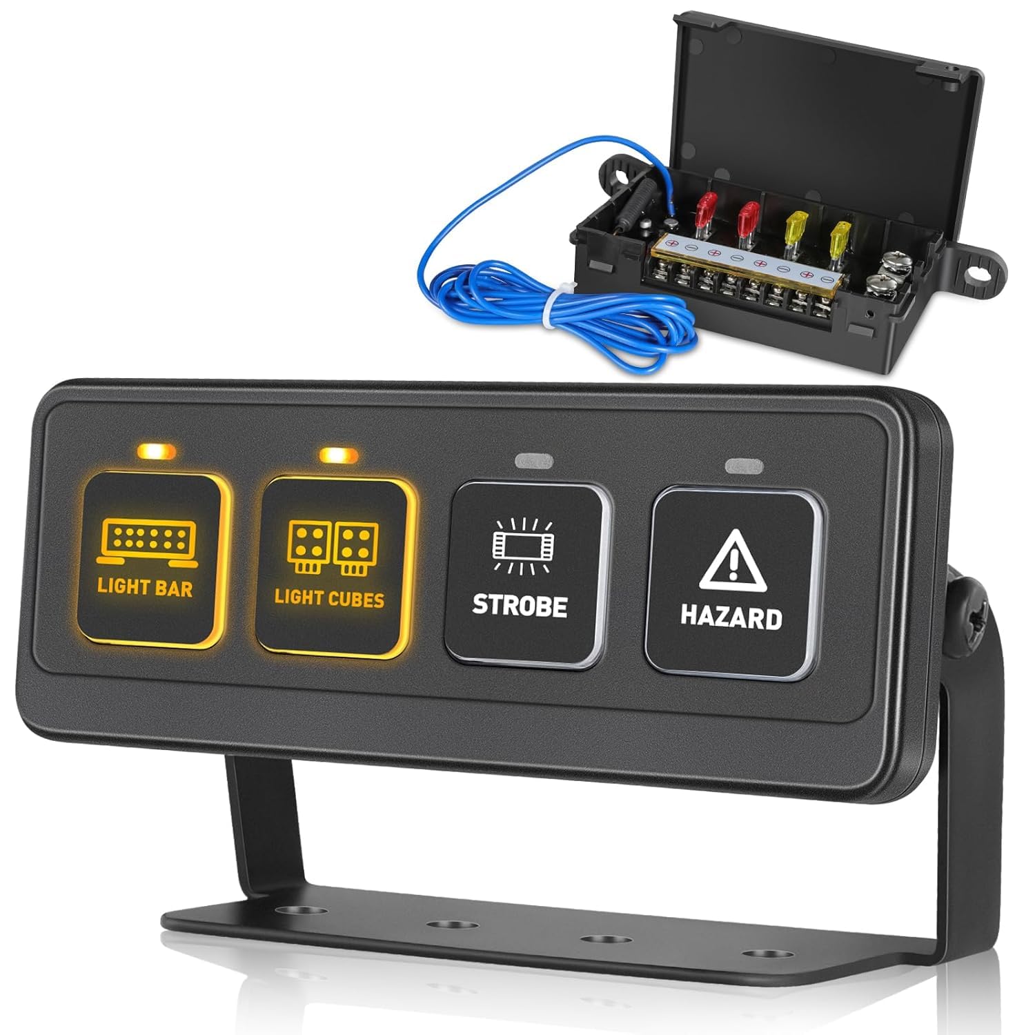 OFFROADTOWN 4 Gang Switch Panel Wireless Remote Control 4 Light Modes Multifunction Controller System Compact Mini Relay Switch 