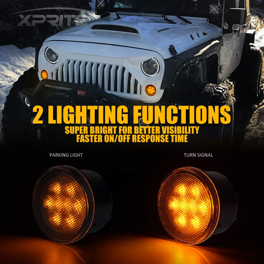 Xprite Led Turn Signal & Side Marker Lights Kits, Led Lights Compatible With 2007-2018 Jeep Wrangler Jk & Wrangler Unlimited - C