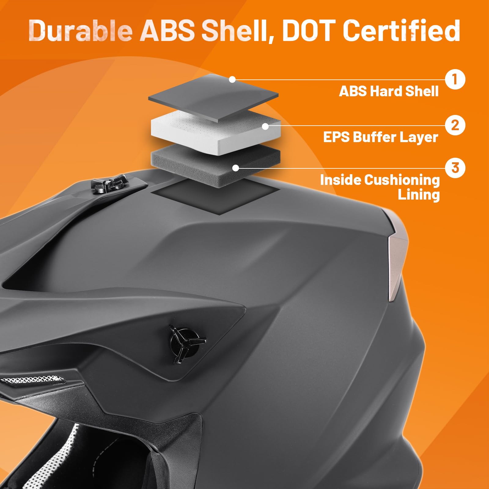 OUMURS Adult ATV Dirt Bike Helmet - Matte Black, Medium - Adjustable Visor, Gloves & Mask Included, Off-Road Motocross Gear for Unisex-Adult