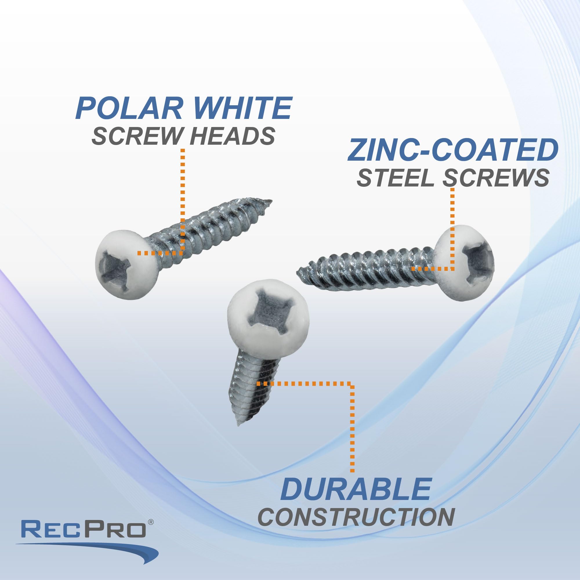 8x1 Pan Head Metal RV Screws | Polar White | Multi-Pack | RV Interior Screws | Factory Finished Look | (500)