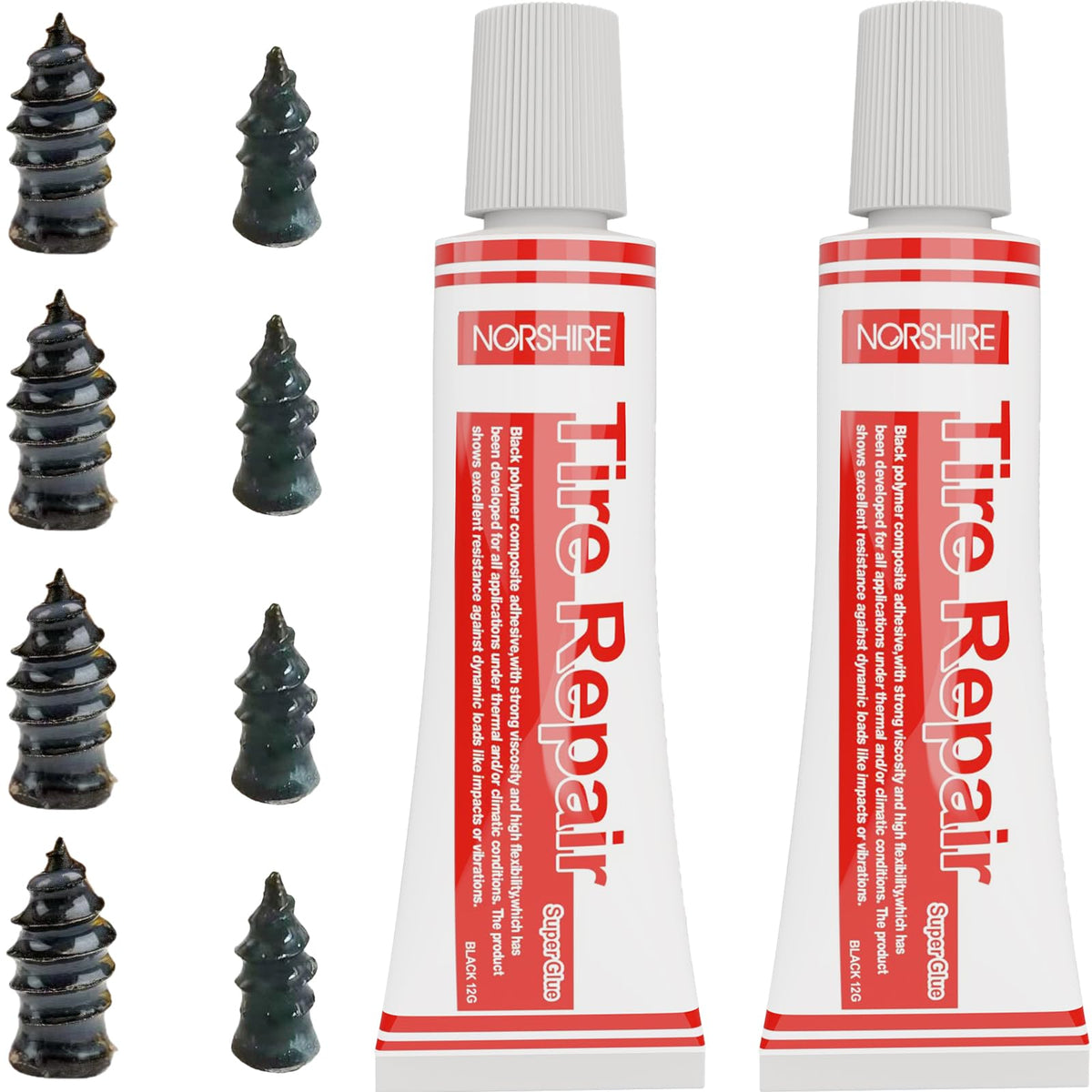 Norshire Tire Repair Nail,Self-Tapping Screw,Tire Repair Kits,Tire Screw Plug,Tire Repair Rubber Nail,Tire Fix,Suitable For Car,