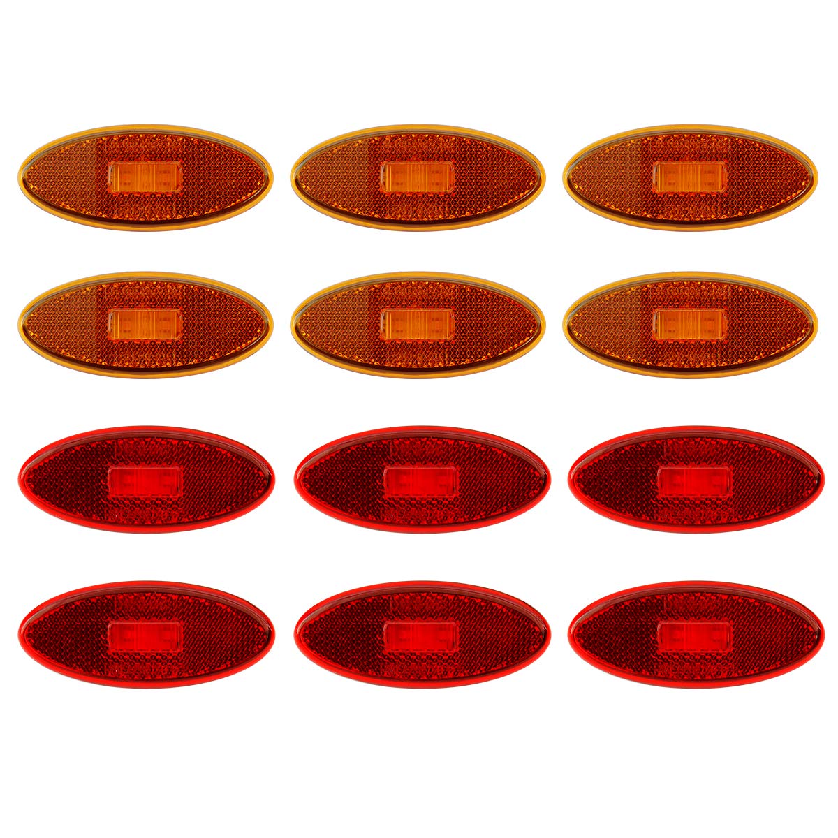 Dream Lighting 12V Trailer Side Marker Light Led 4X1.7 Inch Oval Red/Amber Led Clearance Marker Lights Surface Mount Rv Camper T