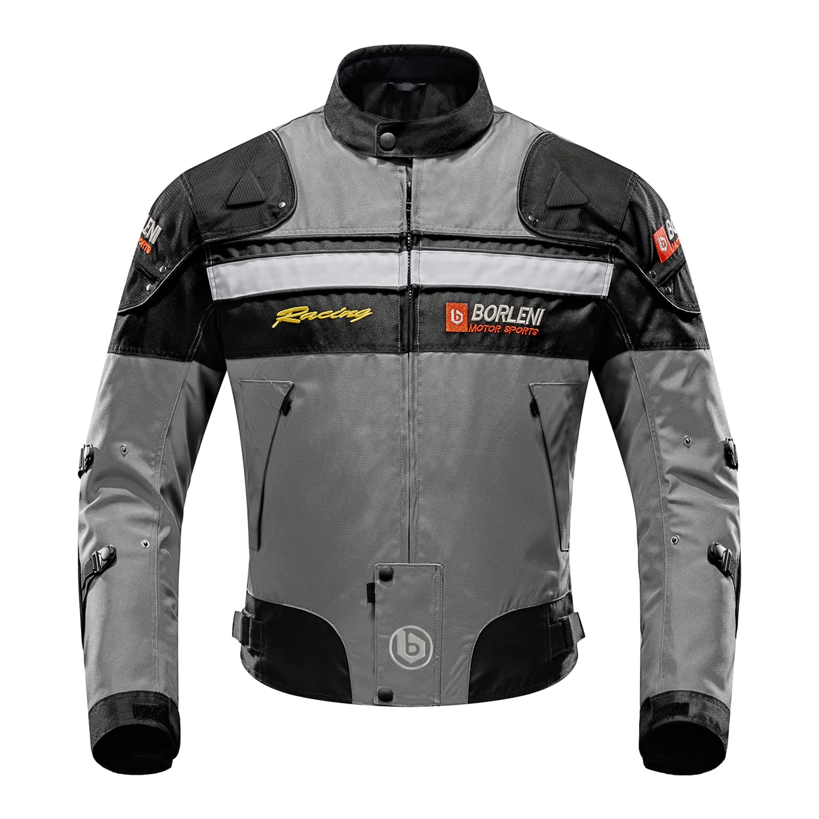 Borleni Motorcycle Jacket Motorbike Riding Jacket Windproof Motorcycle Full Body Protective Gear Ce Armor All Season Gray M