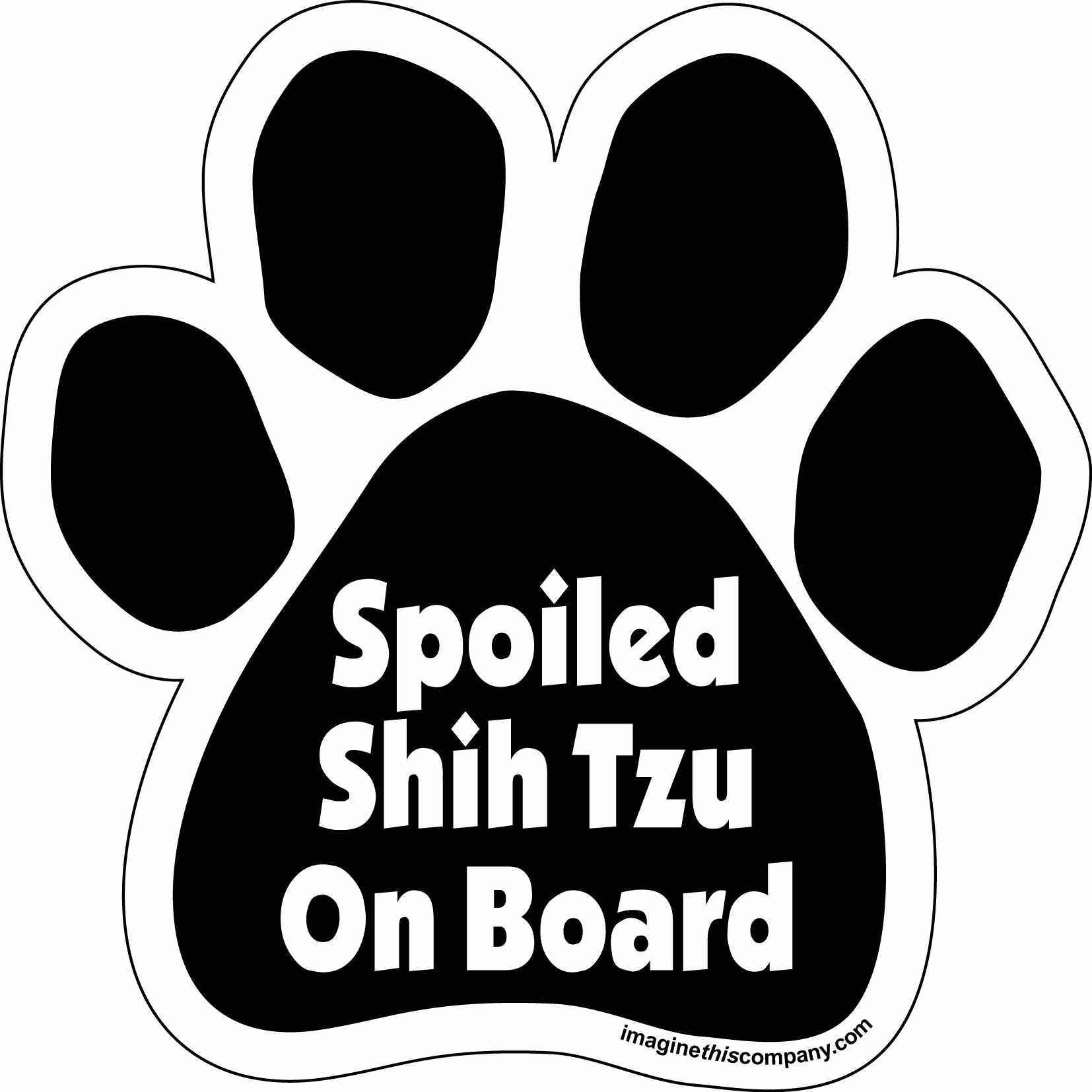 Imagine This Paw Car Magnet, Spoiled Shih Tzu On Board, 5-1/2-Inch By 5-1/2-Inch