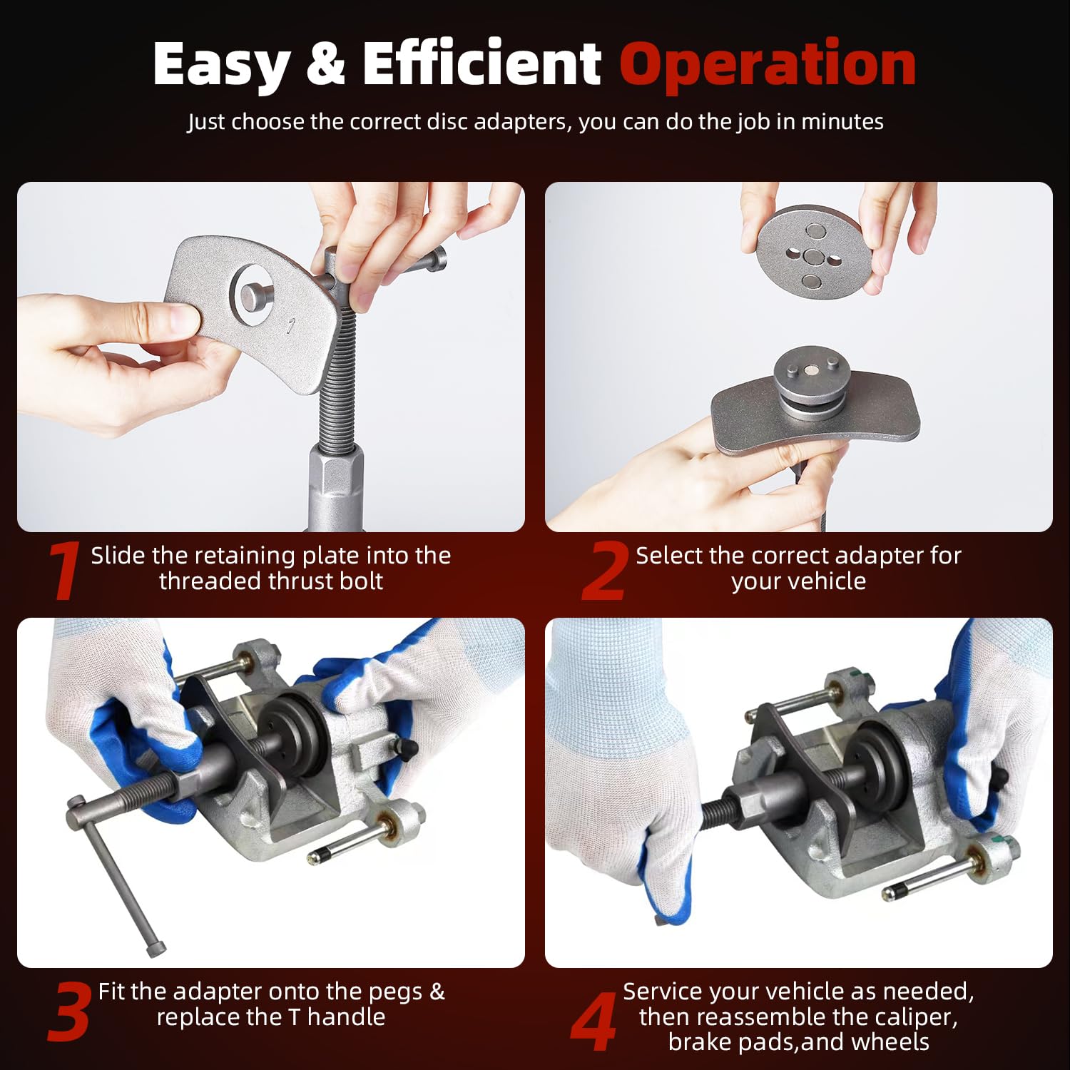 8MILELAKE 12pcs Disc Brake Caliper Compression Wind Back Tool Kit, Heavy Duty Brake Piston Caliper Compression Tool Set for Brake Pad Replacement Fit For Most American, European, Japanese Autos