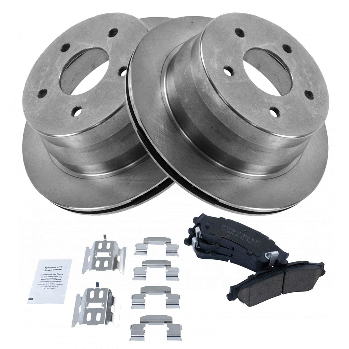 Trq Rear Brake Pad & Rotor Kit Brake Pads Brake Rotor Ceramic Compatible With 1997-2005 Chevrolet Blazer 1998-2004 S10 1997-2001