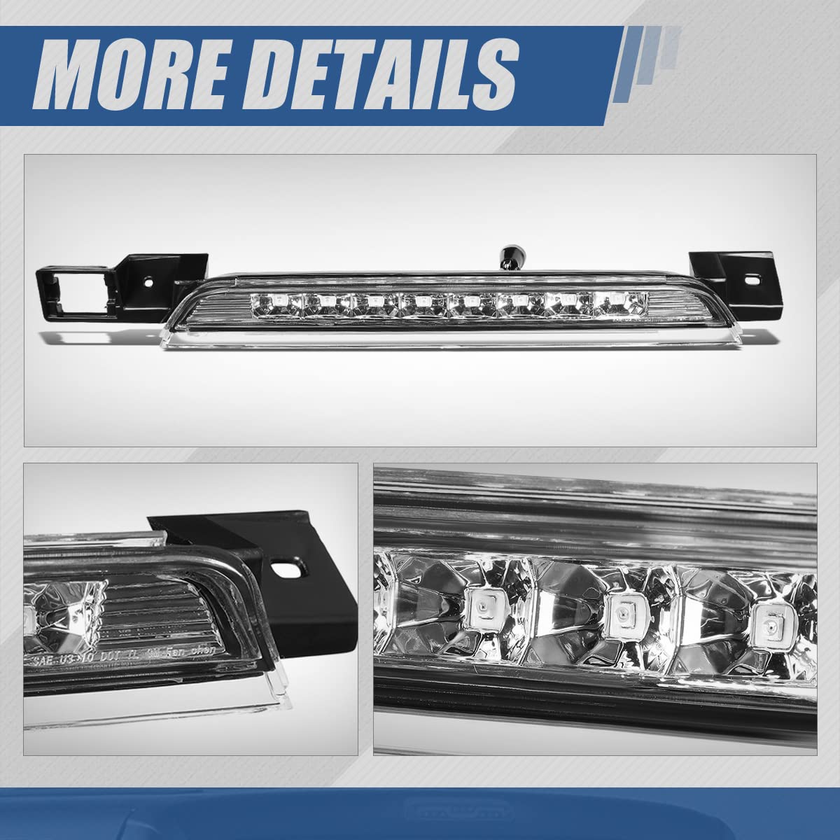 Auto Dynasty Chrome Housing Led 3Rd Third Rear High Mount Brake/Stop Light Lamp Compatible With Chevy Equinox Gmc Terrain 10-17