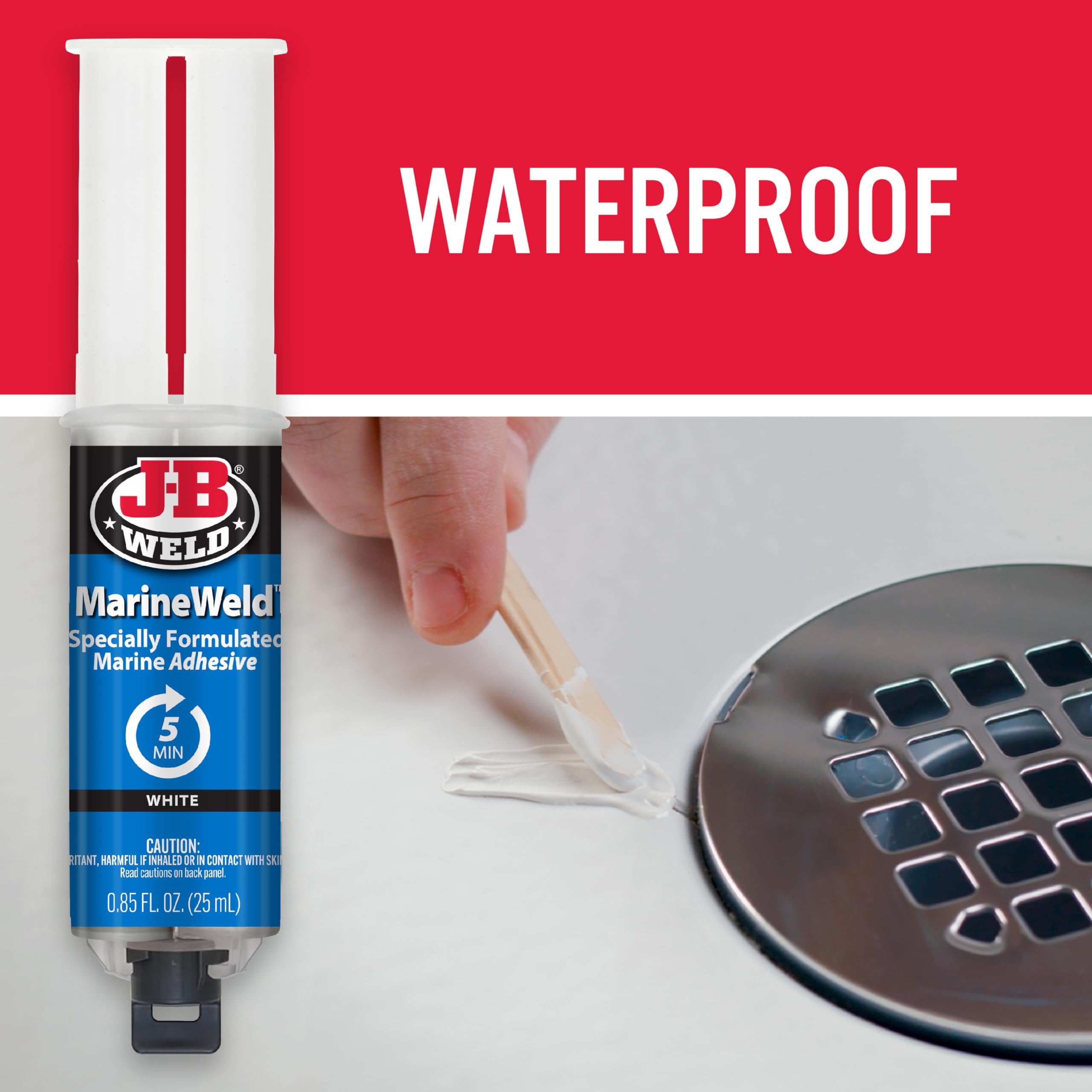 J-B Weld Marineweld Syringe 2-Pack, White, Uv Resistant, High-Strength & Impact Resistant, 25Ml 2-Pack, 50172-2