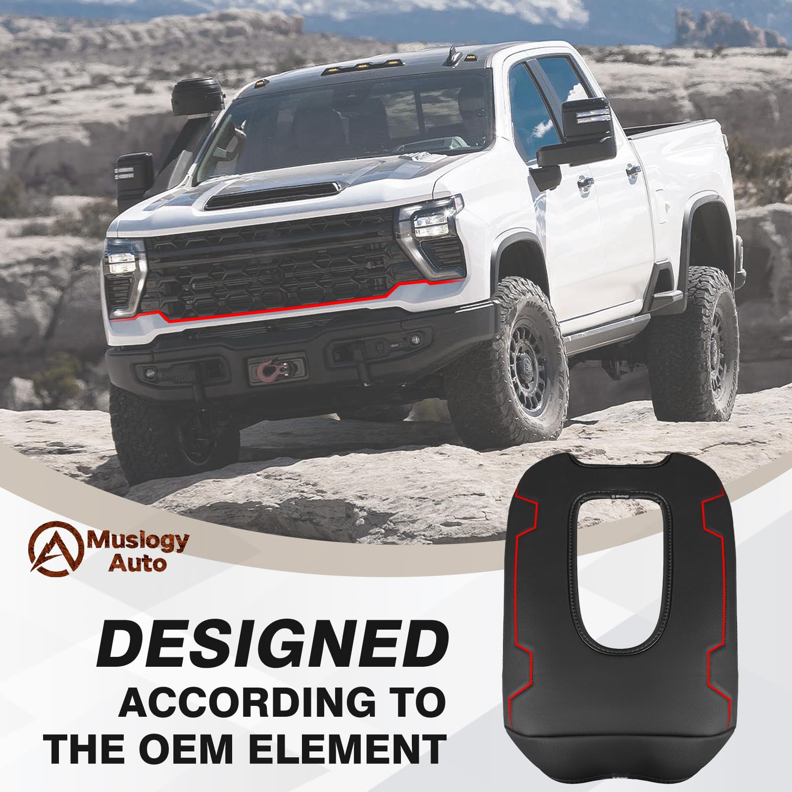 Muslogy Center Console Armrest Cover Compatible With Chevy Silverado & Gmc Sierra 2019-2025 Comfort Armrest Pad Arm Rest Cushion