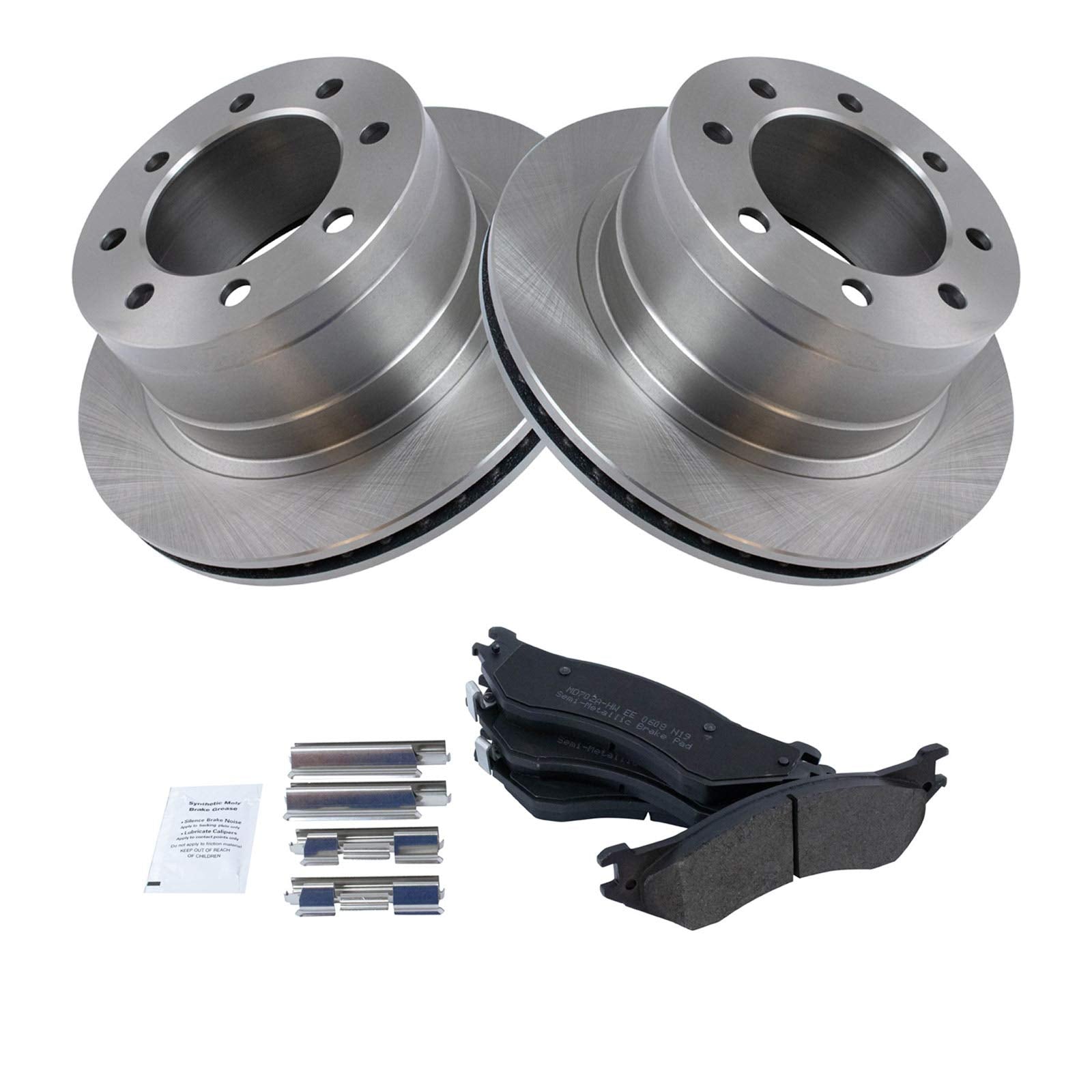 Trq Rear Brake Pad & Rotor Kit Brake Pads Brake Rotor Semi-Metallic Compatible With 2006-2008 Dodge Ram 1500 2003-2008 Ram 2500
