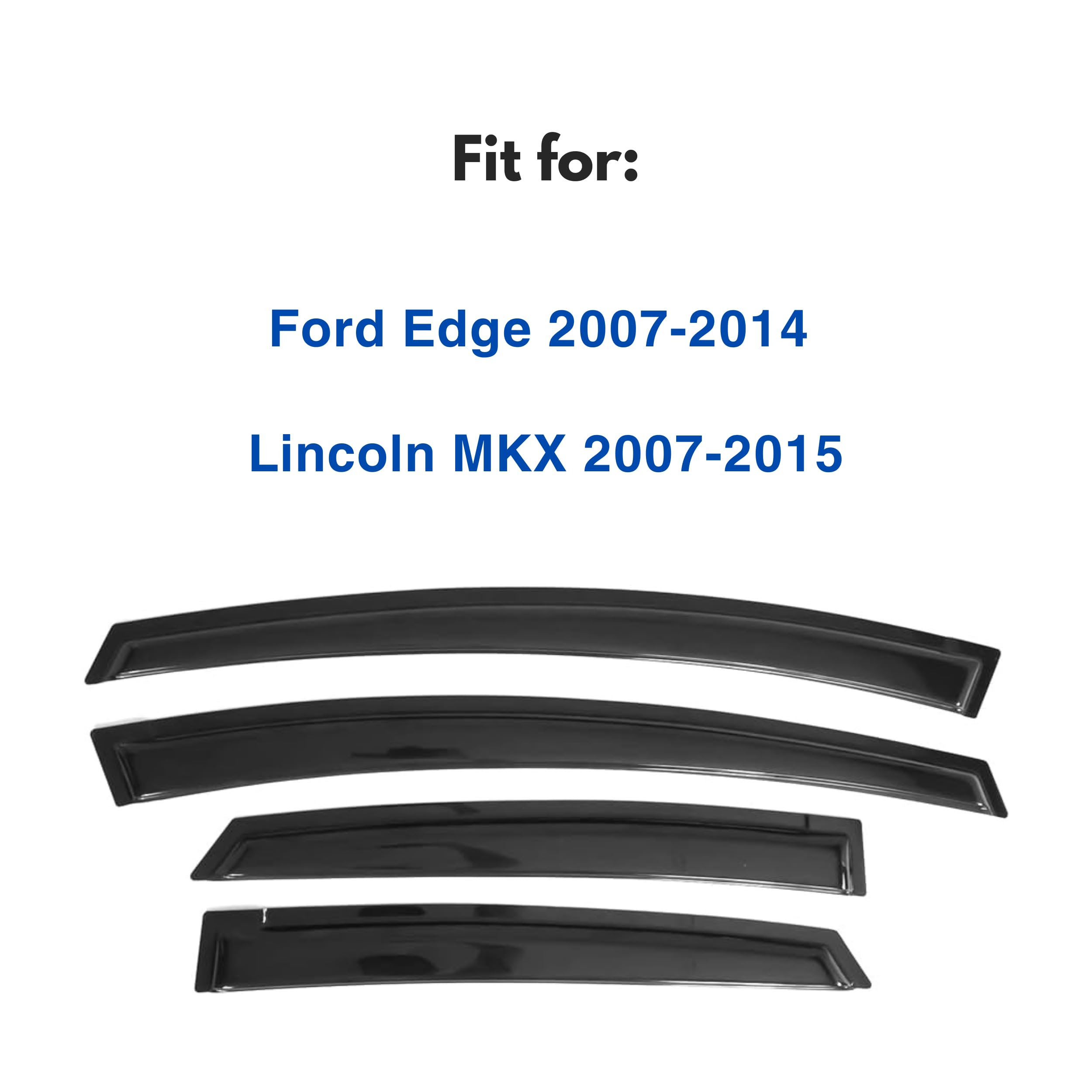 Ig Window Visor For Ford Edge 2007-2014 & Lincoln Mkx 2007-2015, Rain Guard Tape-On Extra Durable Sun Wind Side Vent Window Defl