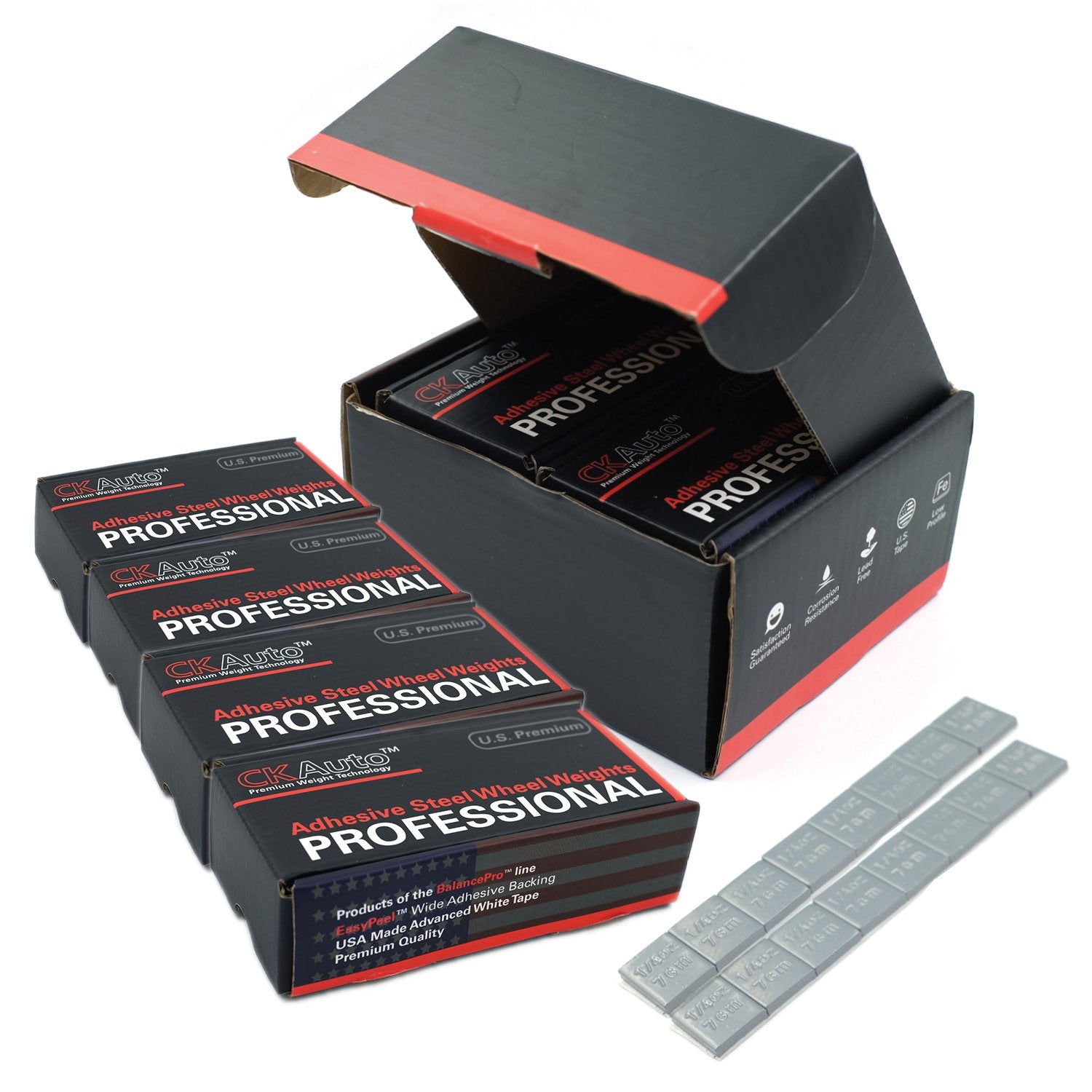 Ckauto 4 Boxes, 960Pcs, 0.25Oz, Grey, Adhesive Stick On Wheel Weights, Automobiles, Trucks, Suvs & Motorcycles, Low Profile, 60Oz/Box, U.S. Oem Quality, Valued Pack Perfect For Garages