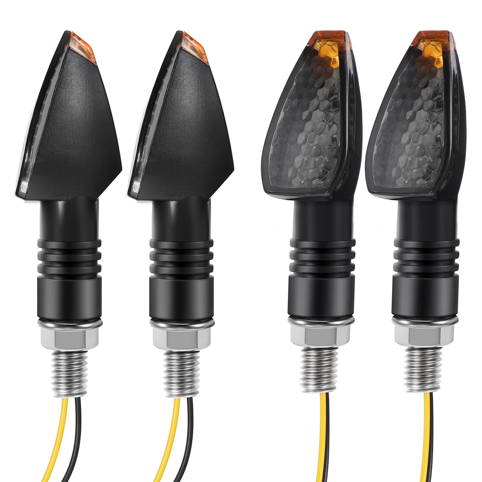 4 Pieces Motorcycle Turn Signal Lights Indicators Flowing 14 Led 12V Motorbike Led Blinker Amber Lamp Mini Stalk Arrow Front Rea
