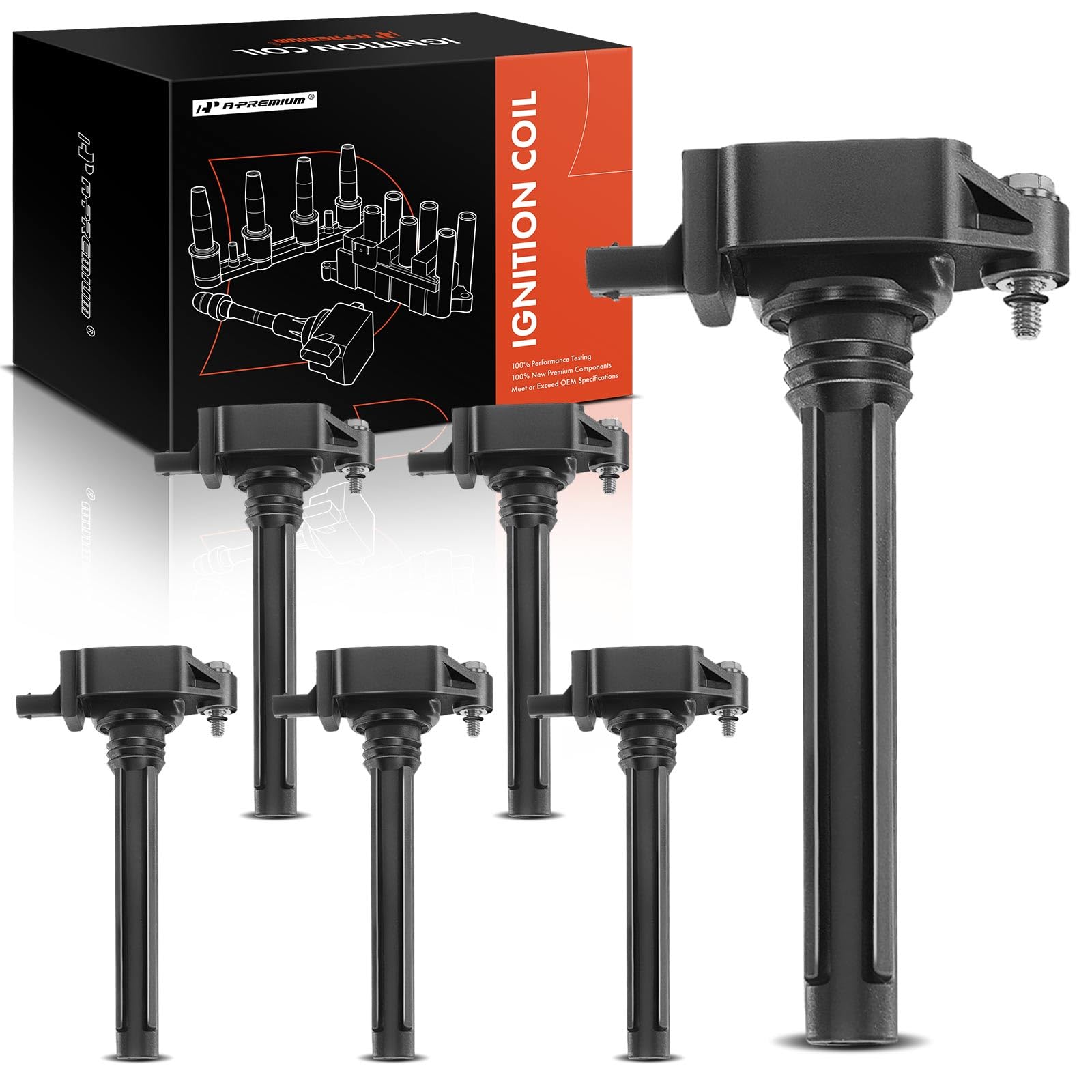 A-Premium 6Pcs Ignition Coil Packs Compatible With Chrysler, Dodge, Jeep & Ram Vehicles - V6 3.2L, 3.6L - 300 2011-2022, Durango