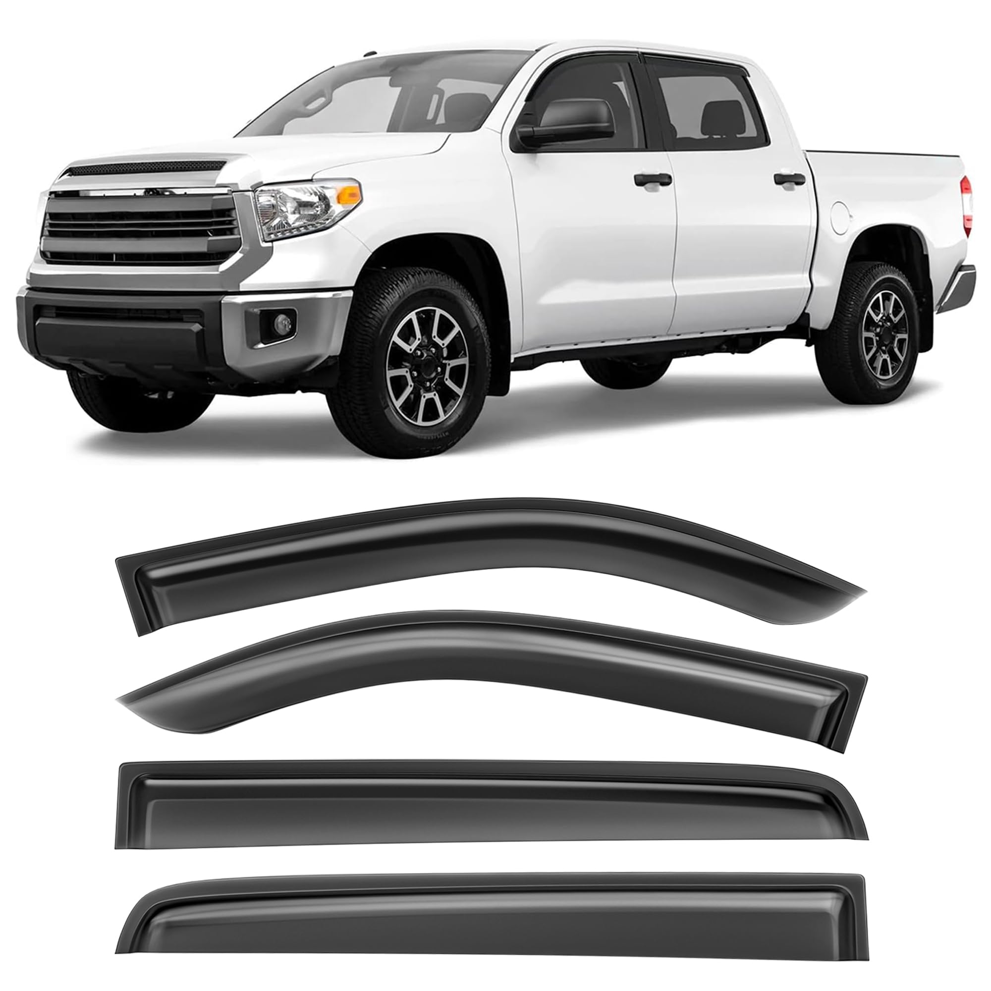Hope You Ready Shatterproof Tape-On Window Rain Guards Fit For 2014-2021 Toyota Tundra Crewmax Cab, Extra Durable Window Deflect
