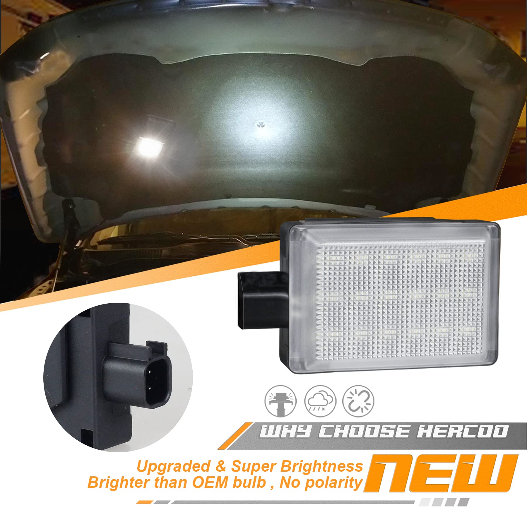 Hercoo Under Hood Lights Assembly Lamp Kit Compatible With Dodge Ram 1500 2500 3500 Dakota Charger, Wrangler Grand Cherokee Conc