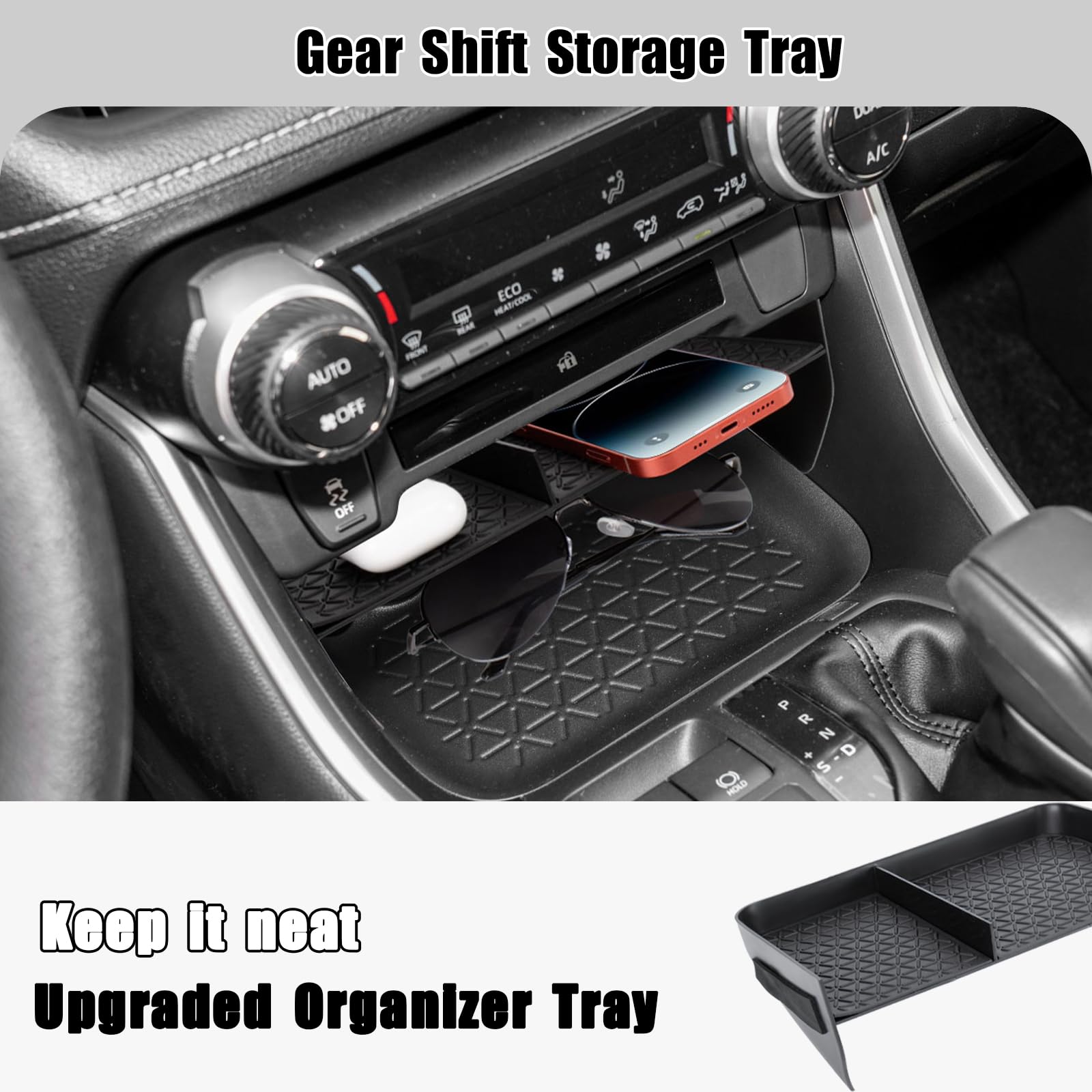 Neepiar Center Console Organizer Compatible With Toyota Rav4 2024 2023-2019 Gear Shift Storage Tray Insert Divider Slot Box Seco